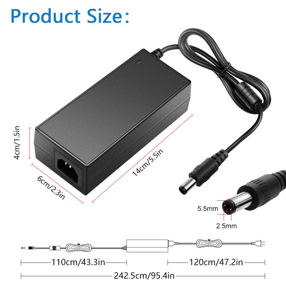 SHNITPWR 12V 10A Power Supply Adapter for LED Strip, 3D Printer, CCTV - Black, Model SNT-1210