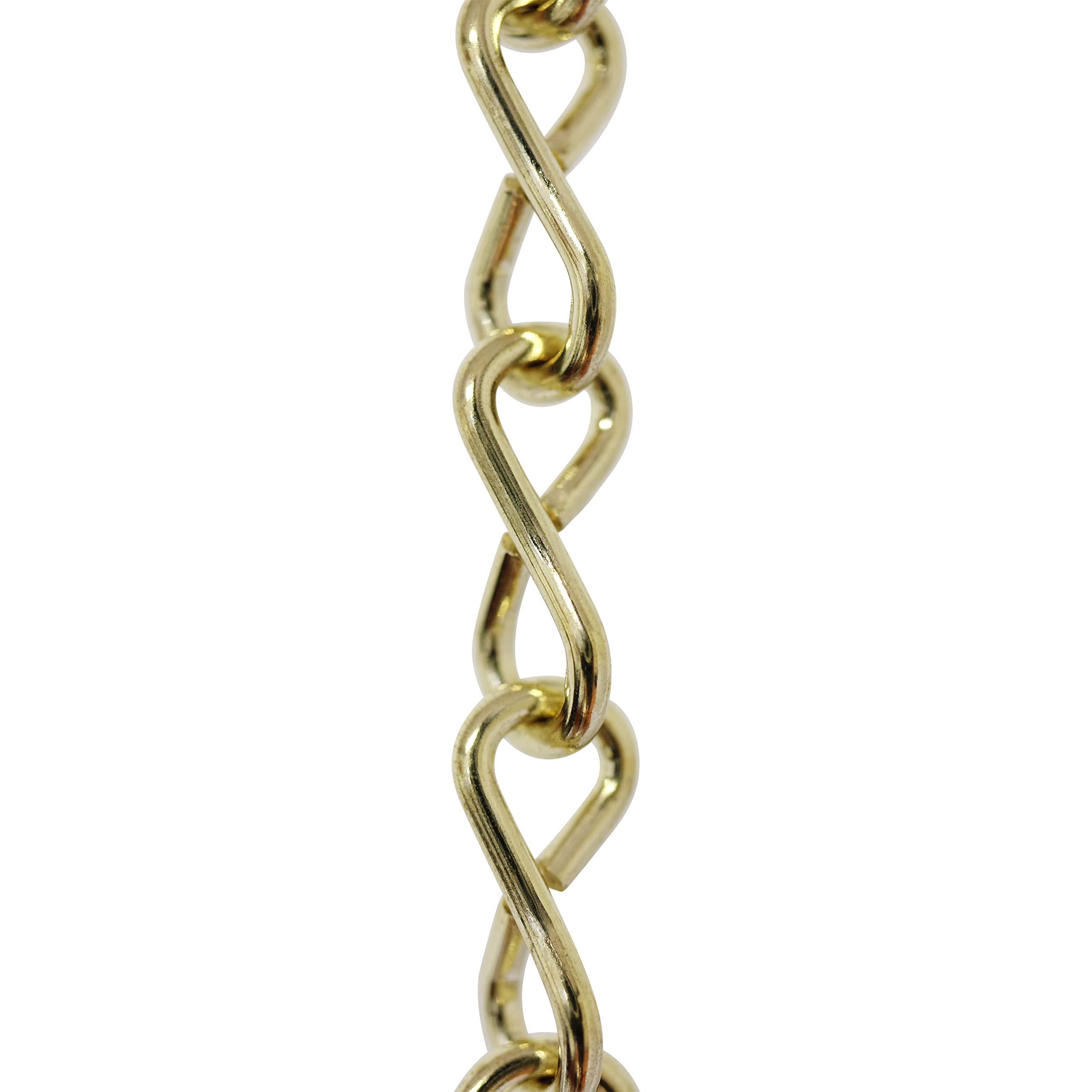 RCH Hardware Single Jack Fixture Chain, 14 Gauge Steel, 3 Foot, Polished Brass Finish, Model CH-S50-16-PB-3