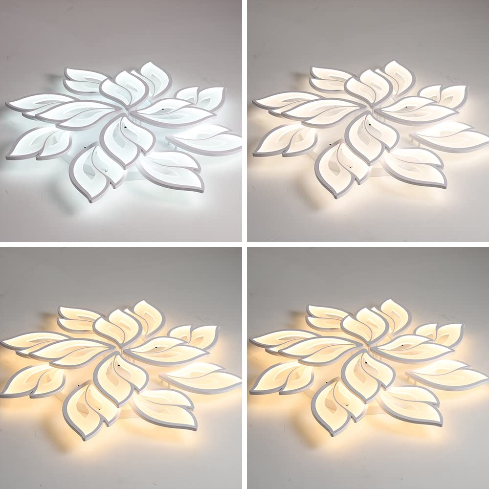 Jaymp 35.4'' Flower Shaped Ceiling Light Dimmable Modern Ceiling Lamp Remote Control Led Lighting Fixture For Living Room Kitche