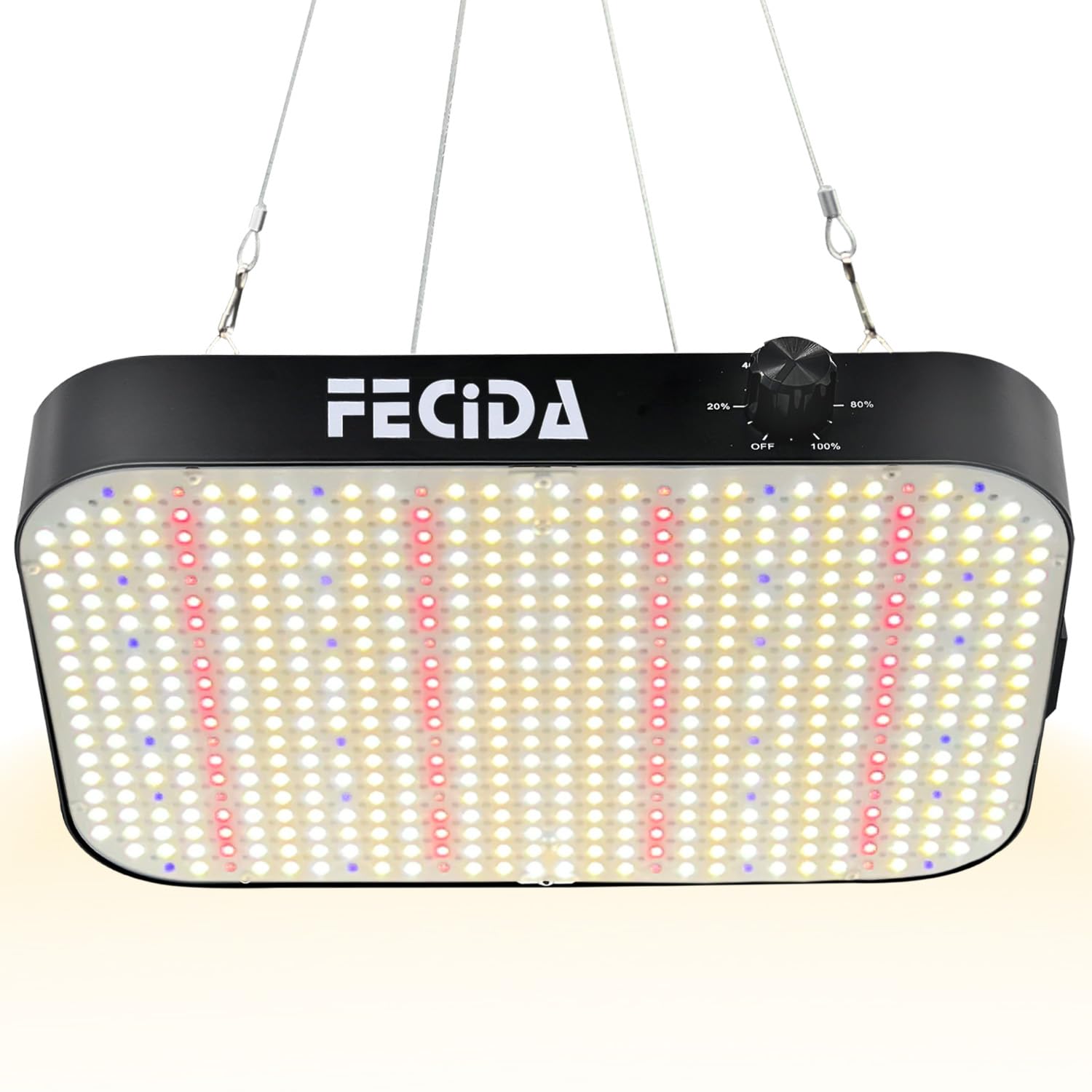 Fecida 2023 Best Led Grow Lights For Indoor Plants Full Spectrum, Seed Starting Seedlings Vegetable Pepper Hanging Growing Lamps, Daisy Chain Function, Quiet Built-In Fan, Dimmable, 600W