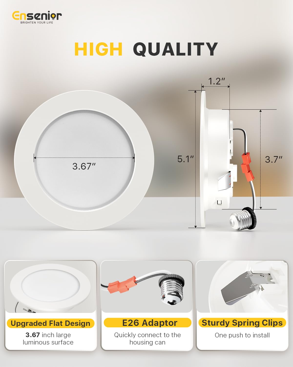 Ensenior 6 Pack 4 Inch 5Cct Led Can Lights With Night Light  Retrofit Led Recessed Lighting  Dimmable  7W 120V  700Lm