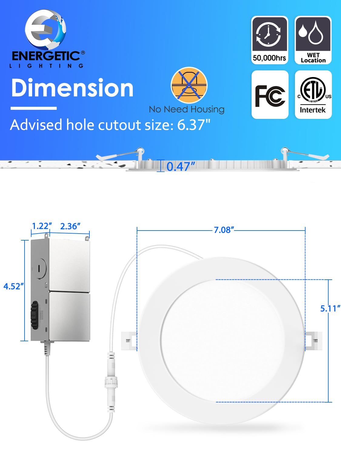 24 Pack 6 Inch 5Cct Ultra-Thin Led Recessed Ceiling Light With Junction Box, 2700K/3000K/4000K/5000K/6500K Selectable, 1050Lm Br