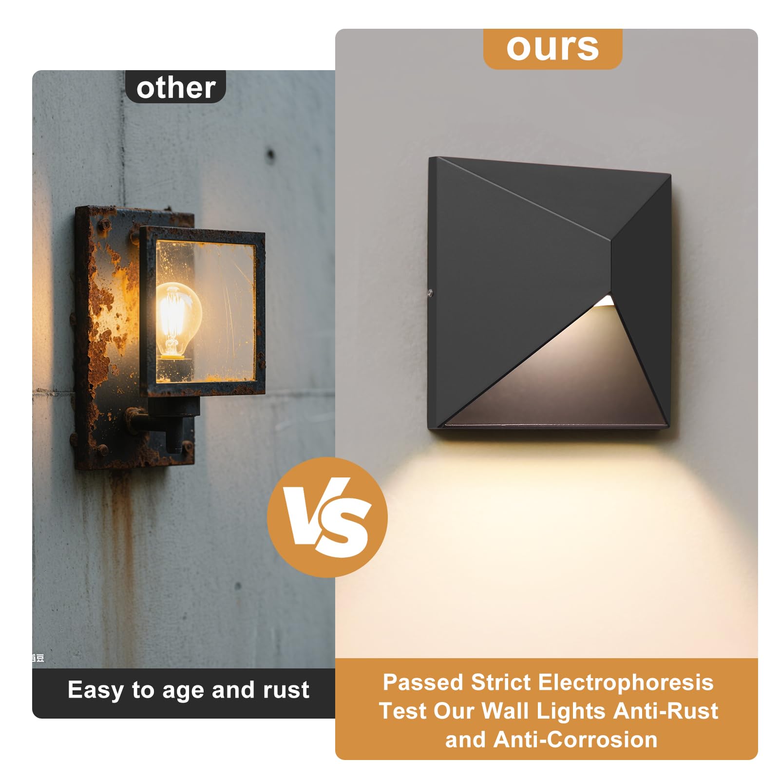 QQCherry 8W LED Outdoor Wall Sconce, Waterproof Black Fixture for Porch, Patio, Garage, Entryway, Model DCS-16006-001, 3000K