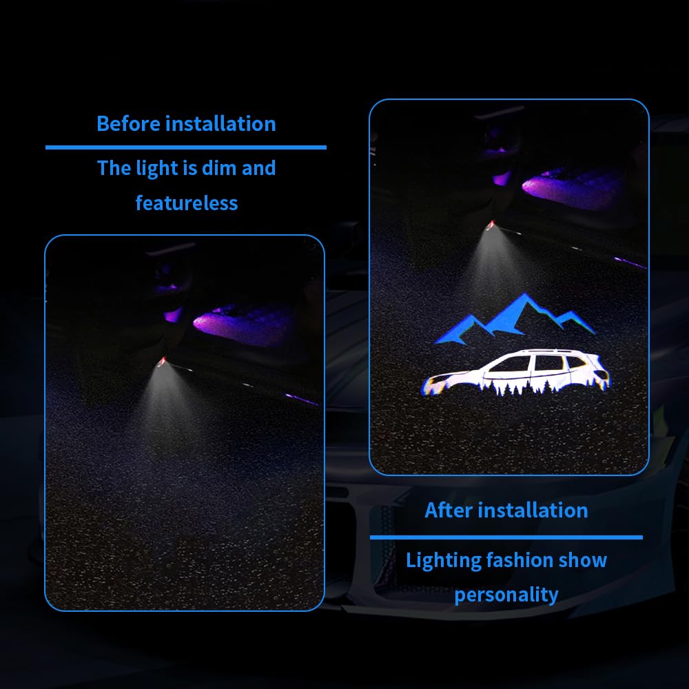 uunonaha 2 pcs LED Car Door Logo Lights Projector for Forester & Outback, Aluminum, Blue Mountains-HD