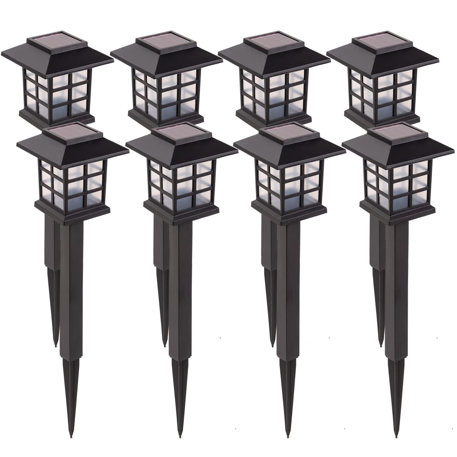 LAUREL CANYON 8 Pack Solar Pathway Lights, Outdoor Solar Landscape Lights, Walkway Lights with LED Light Bulbs for Garden, Path,