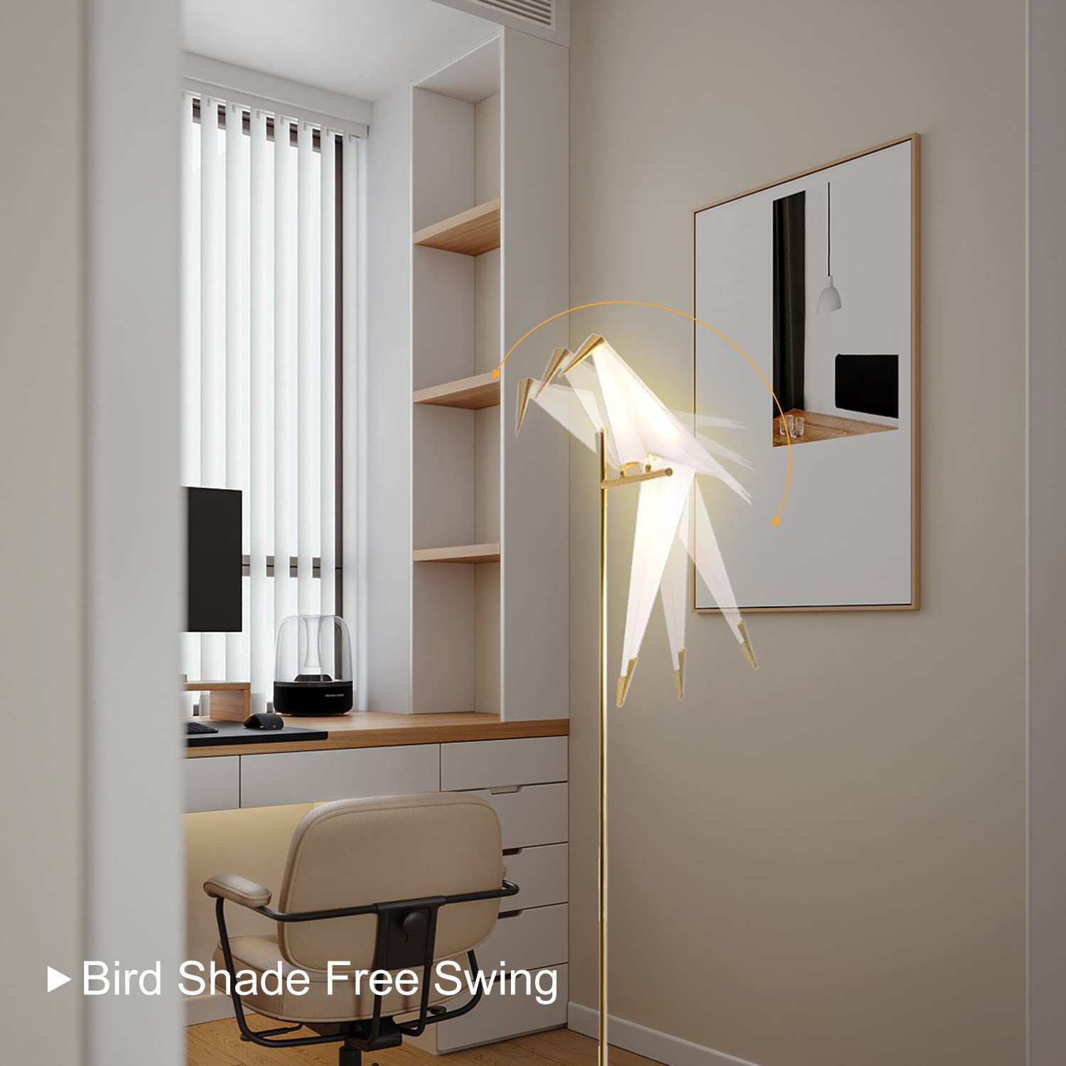More Change 62-Inch Modern Led Bird Floor Lamp For Living Room, Modern Gold Standing Lamp With Bird Shade Floor Light Metal Fixtures For Bedroom Office(1 Bird)
