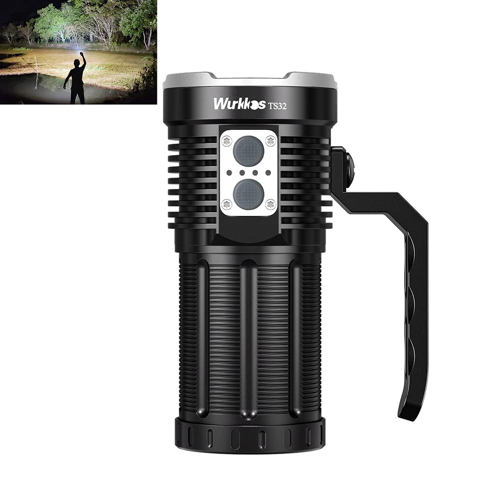 Wurkkos TS32 Rechargeable Flashlight 13000 High Lumen, IP68 Waterproof Led Flashlight with 12 * 519A &1* Led, Emergency Flashlig