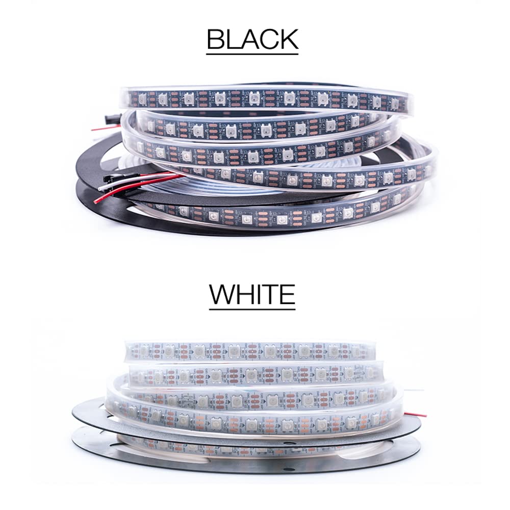 Adresuno Ws2811 Ws2812B Led Strip, 300 Pixels/M, 16.4Ft Waterproof Ip67, White Pcb, Model Aqyc-211214-7