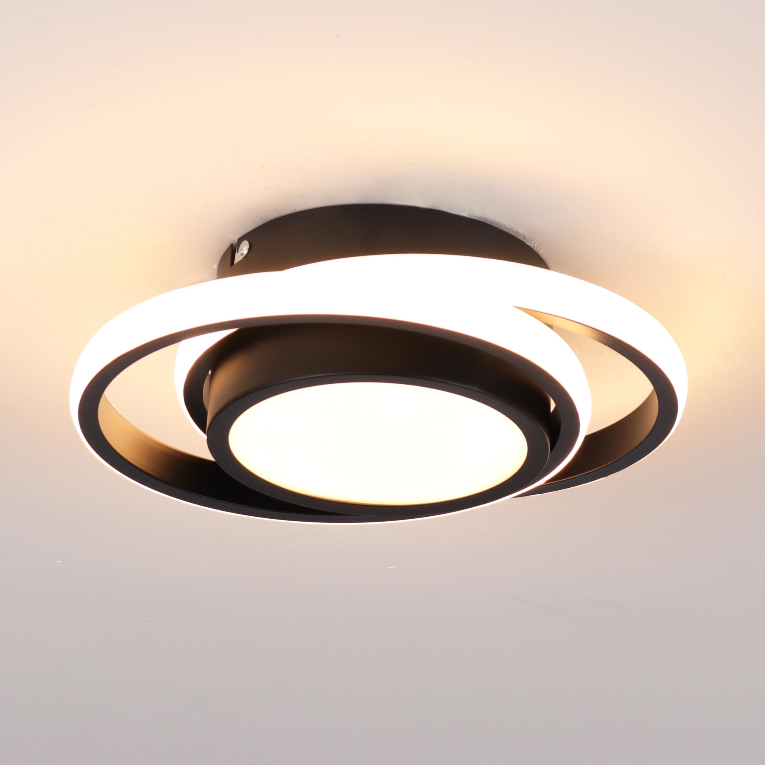 CANEOE Small Modern LED Ceiling Light,2 Rings Creative Design Ceiling Lamp Indoor Lighting Fixtures for Hallway Living Room Bedr