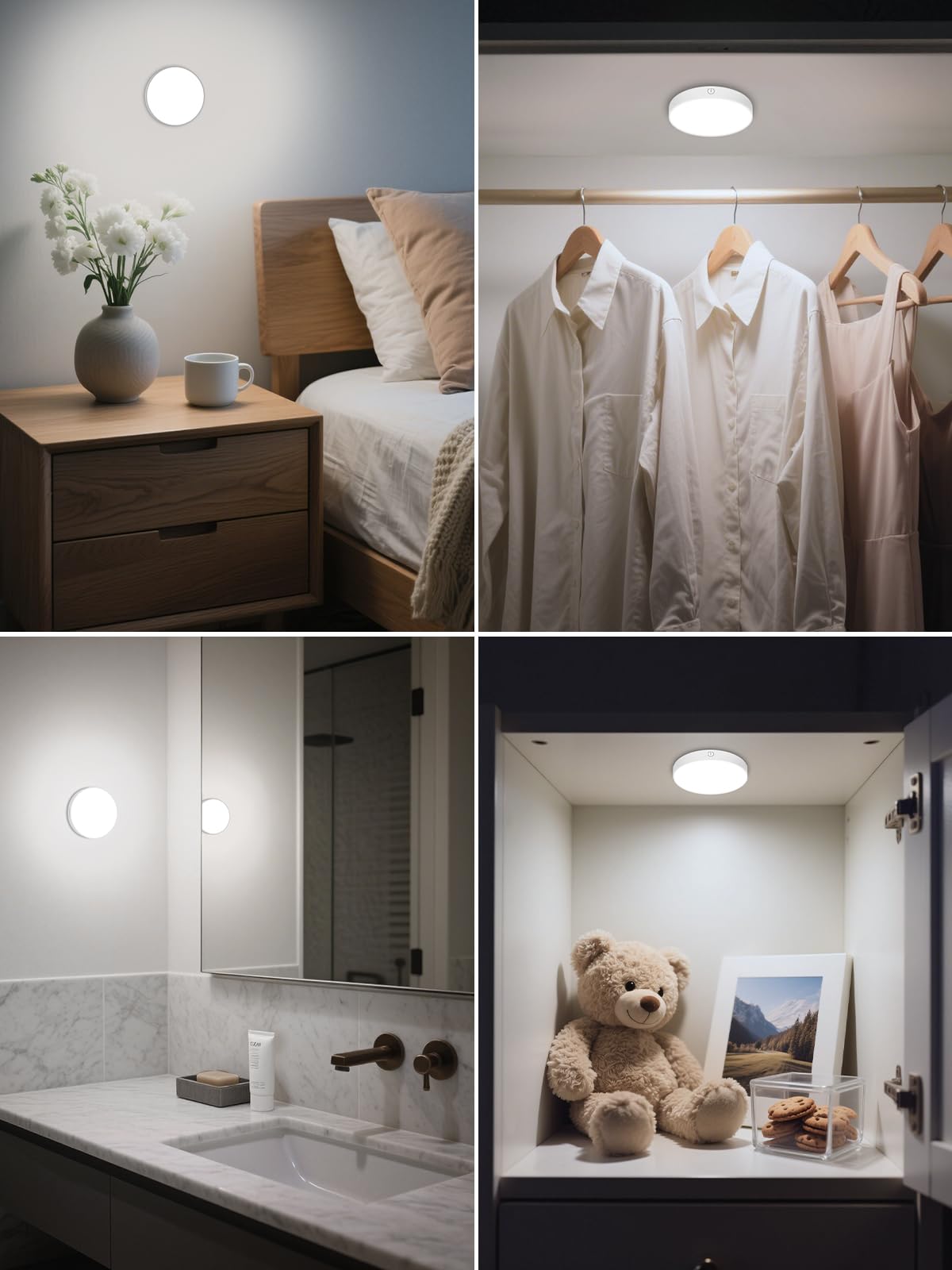 WILLED Dimmable Touch LED Tap Light with 1000mAh Battery, Magnet, White, Model WNL-A1, 6000K for Closet, Cabinet, Kitchen, Bedroom