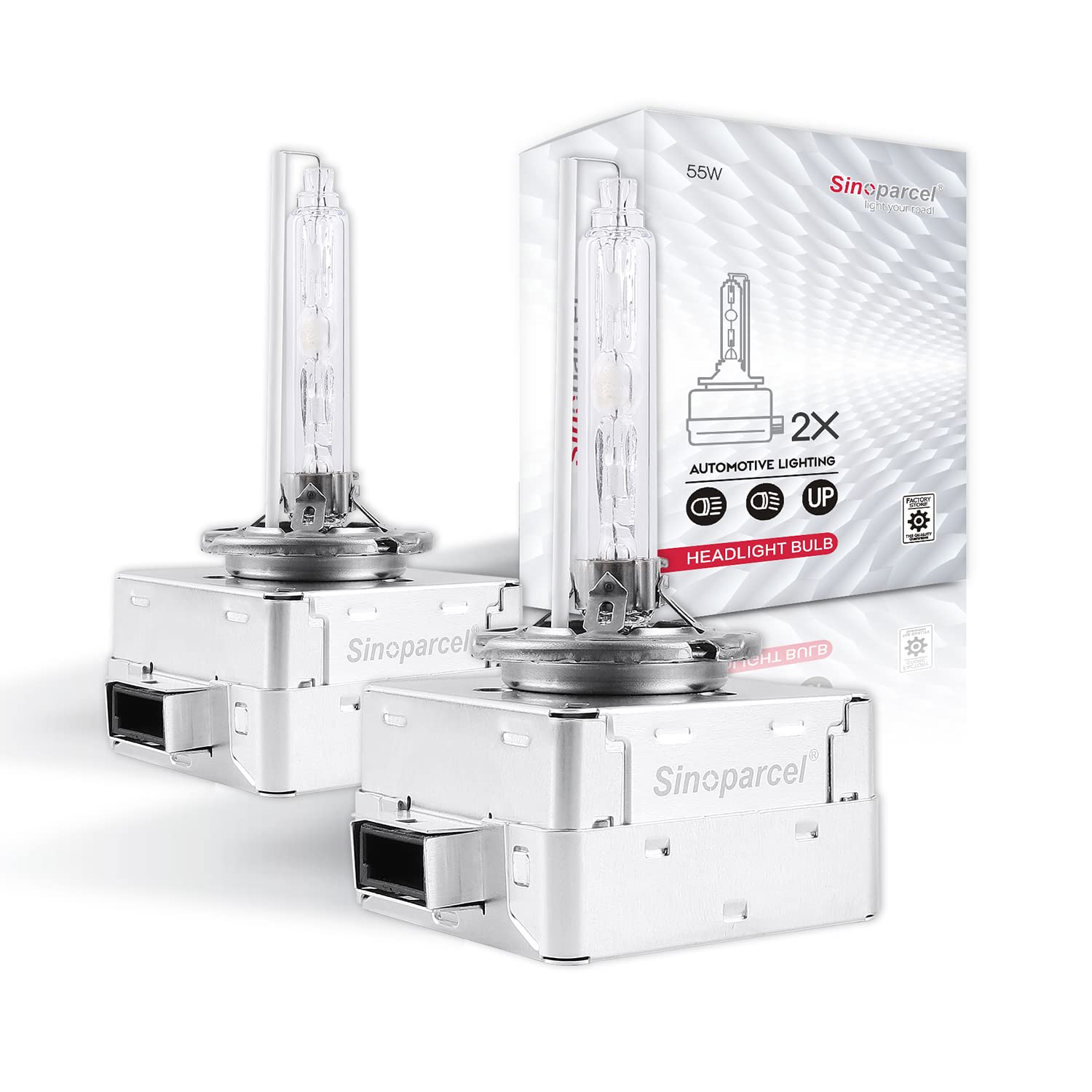 Sinoparcel D1S/D1R 55W Xenon Hid Headlight Bulbs - 6000K High Low Beam Replacement Lights- Pack Of 2