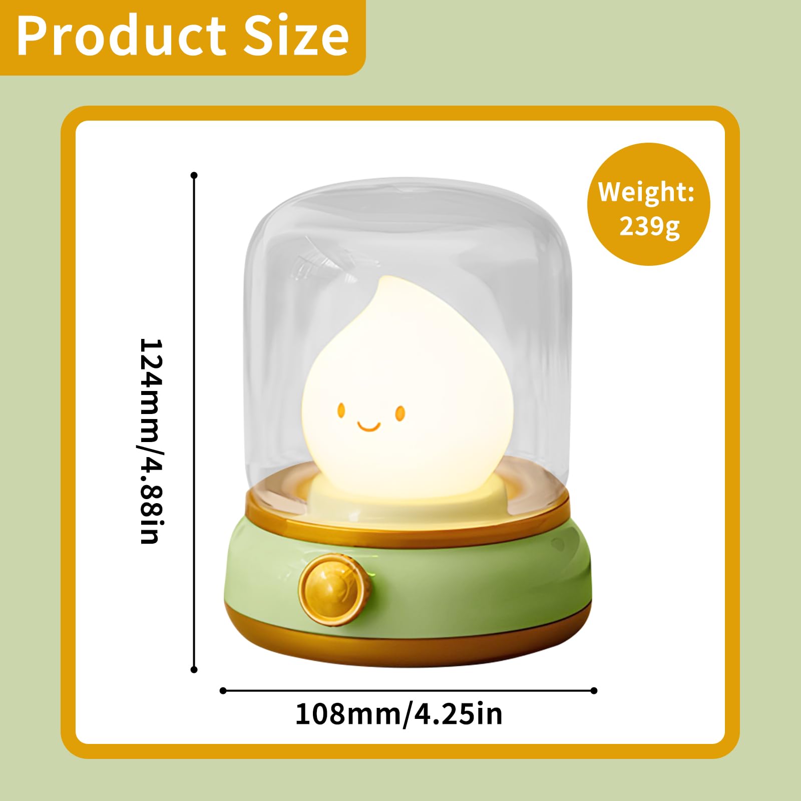 Hpydiy Candlestick Night Light - Retro Oil Lamp Emotion Light Silicone ChildrenS Night Light Rechargeable Adjustable Press Dot Switch And Room Decoration Gift (Green)
