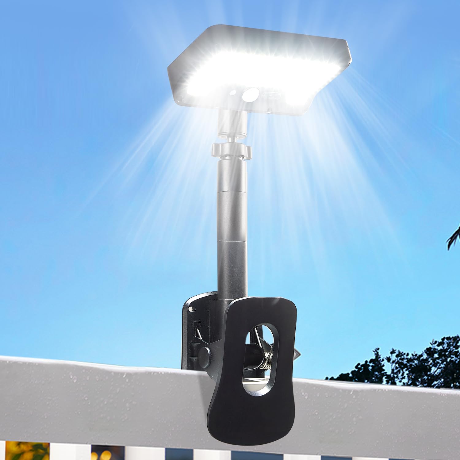 Thumok Clip On Solar Lights Outdoor  Motion Sensor Outdoor Lights  92 LEDs 600LM Solar Fence Lights Outdoor Waterproof Security Lights for Fence  Deck  Gutter (1  Clamp/Black/6000K)