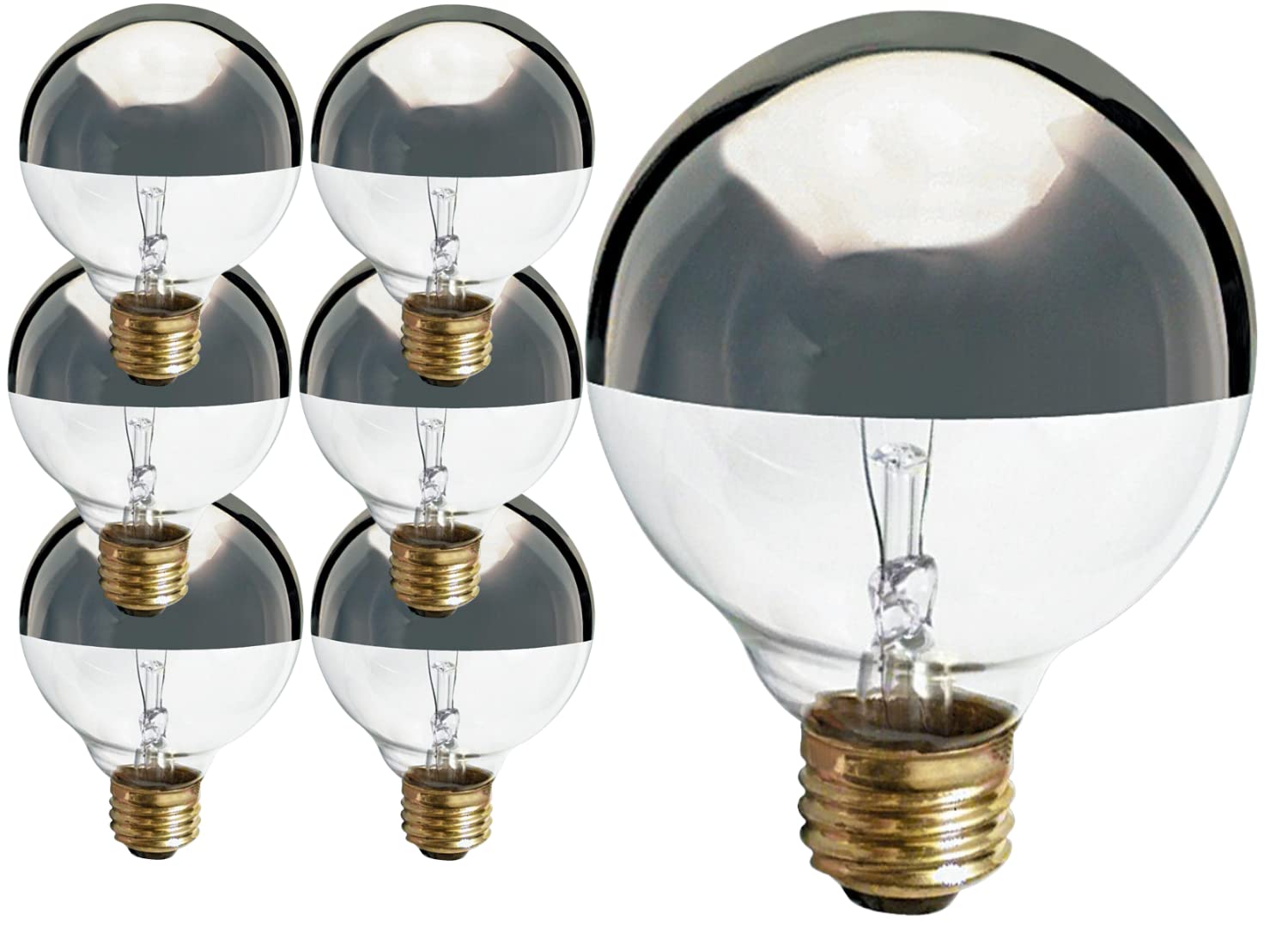 Satco G25 Medium Base Light Bulb, 60-Watt, 120-Volt, Silver Crown, 6 Pack, Glass