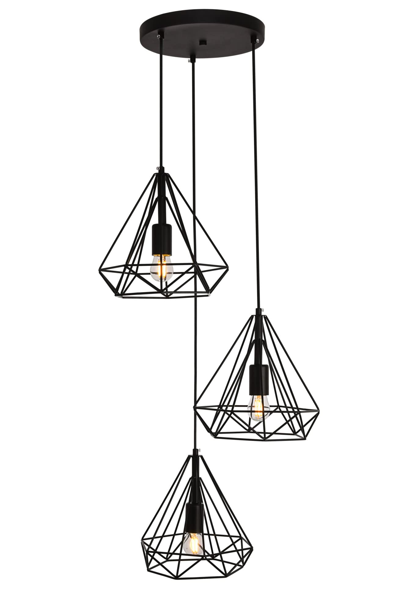 Elegant Lighting Living District Jago Collection Pendant D18.1 H24.3 Lt:3 Black Finish