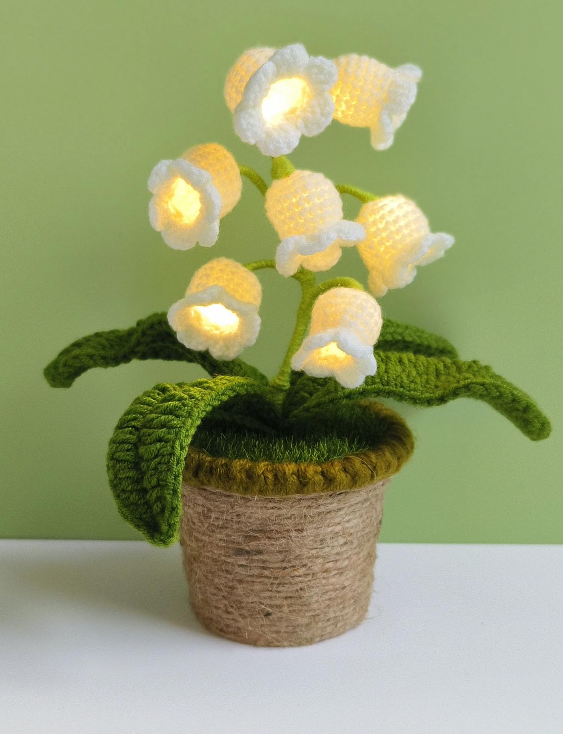 Lily Of The Valley Lamp, Crochet Artificial Flower With 7 Little Night Lights, For Women Wife Girlfriend Birthday Christmas Valentine Mother'S Day -Medium