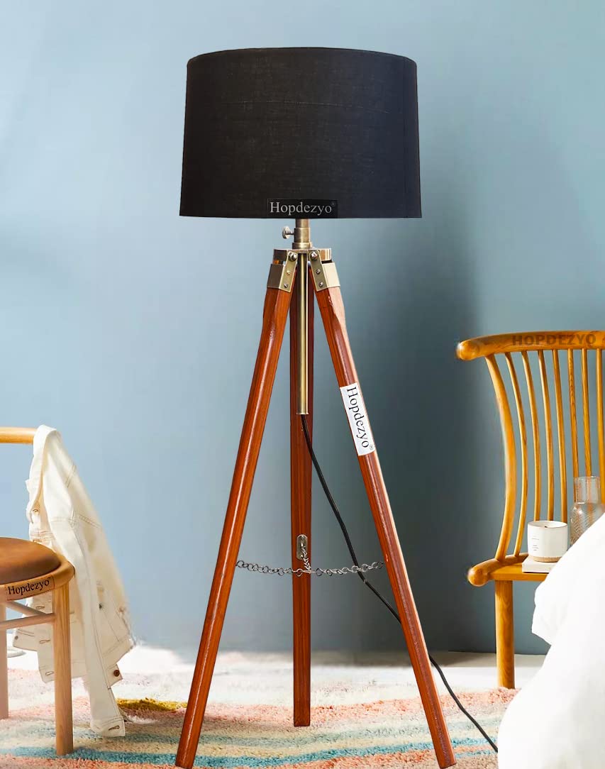 Hopdezyo Cotton E27 Led Italian Crafter Home Decor Floor Lamp For Living Room Bedroom Office, Holder & Lamp, Black Shade, Pack o