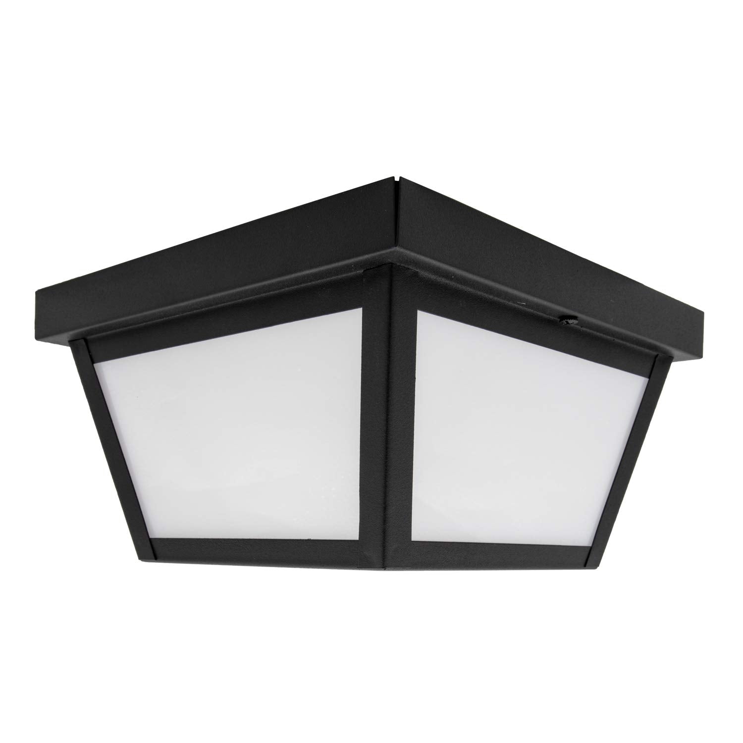 Maxxima 9'' Black Led Outdoor Porch Ceiling Light Fixture - Features Frosted Lens, 3000K Warm White, 1,000 Lumens, Wet Rated, Id