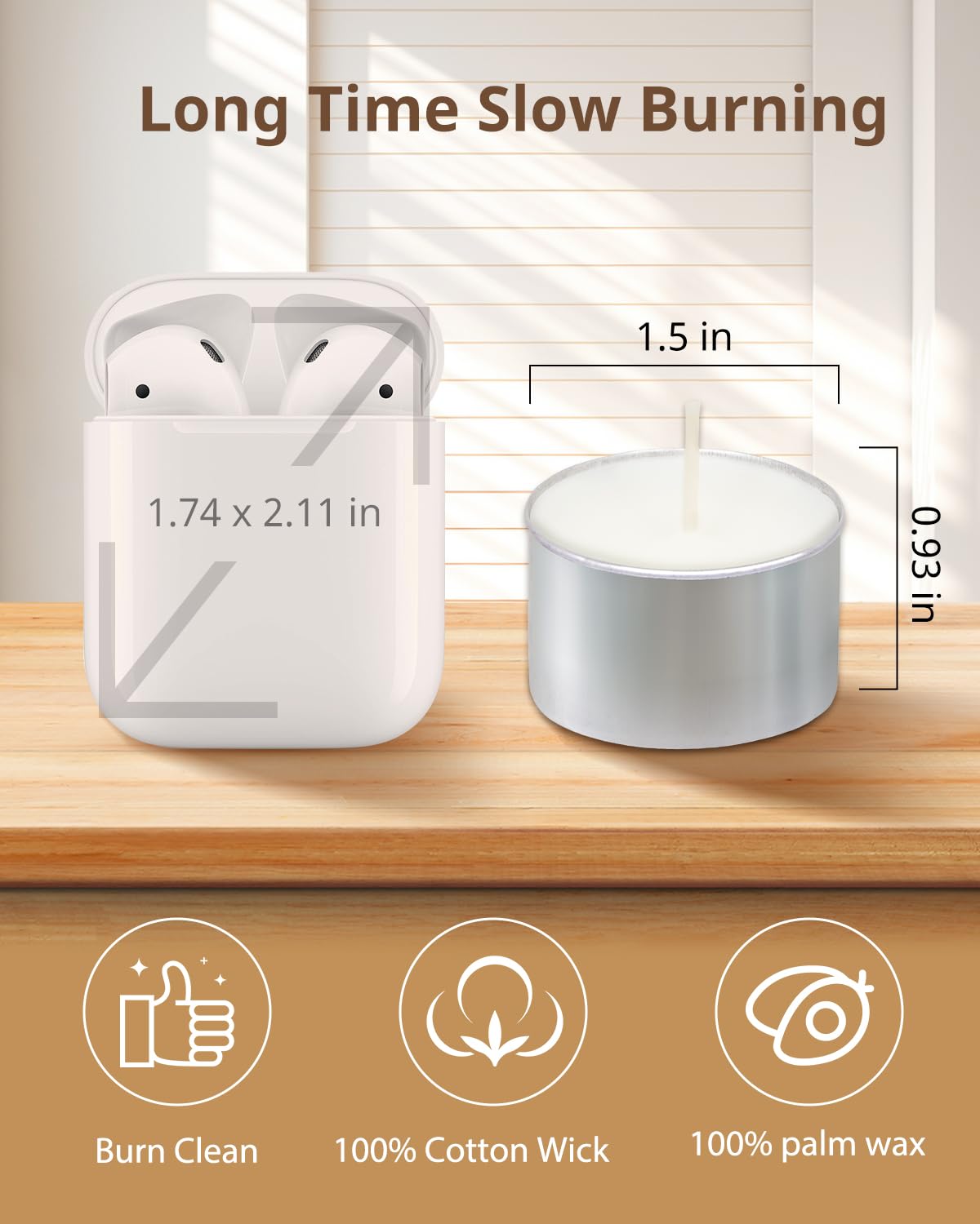 Hypmis Tea Lights Candles 240 Pack, 8 Hours Burning Long Time,White Votive Bulk, Bright Burn With Palm Wax (Non-Scented),Smokeless Tealights For Christmas,Thanksgiving,Homemory Decorative