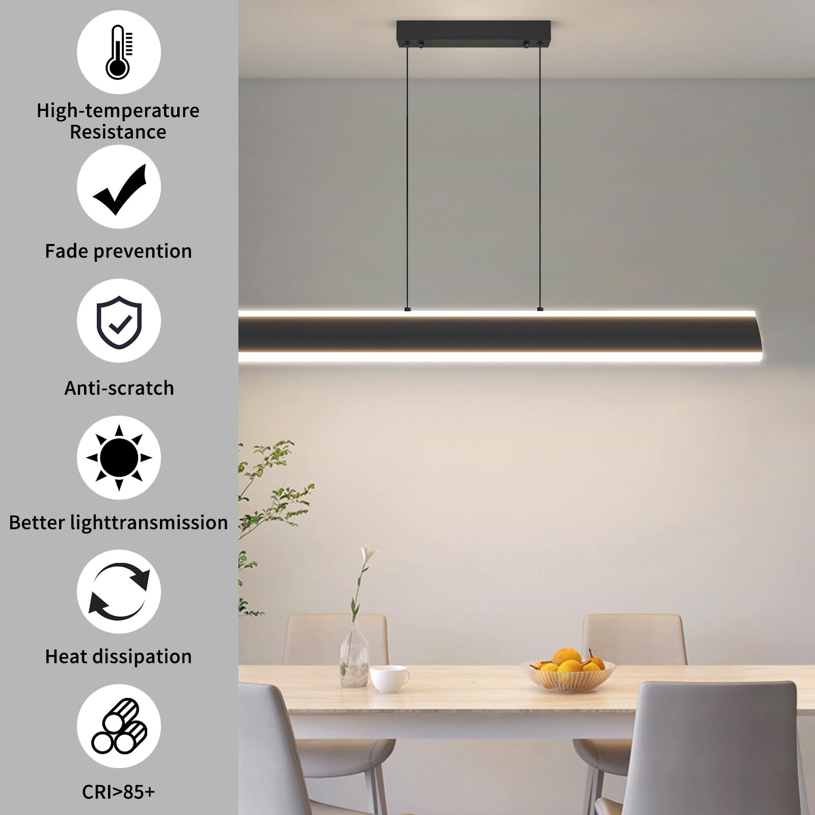 Modern Chandelier Light, 47In Led Pendant Light With Remote Control 3000K-6500K Adjustable Color Temperature,Aluminum Island Lighting Lamp For Dining Room, Living Room