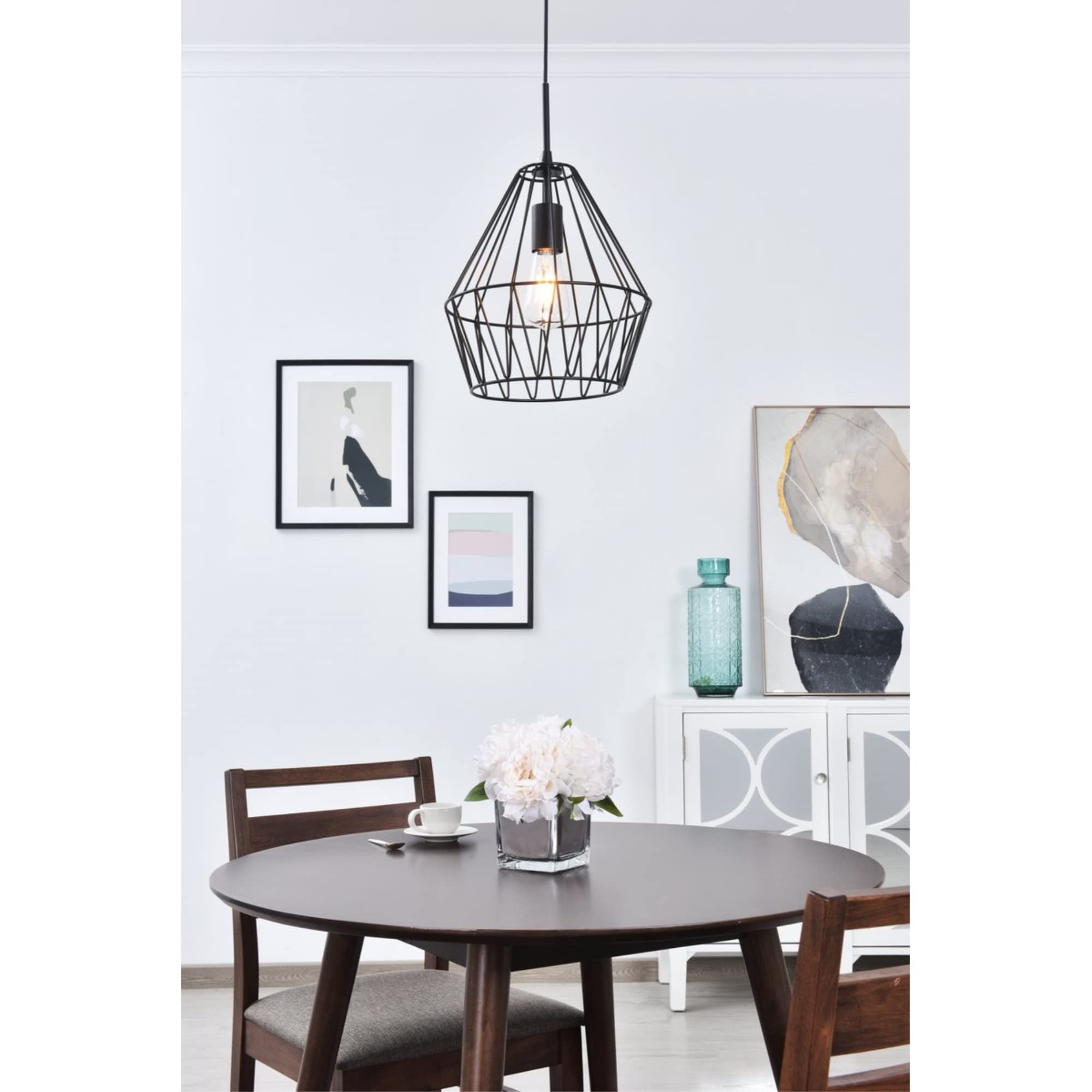 Living District Candor 1-Light Mid-Century Metal Pendant In Black
