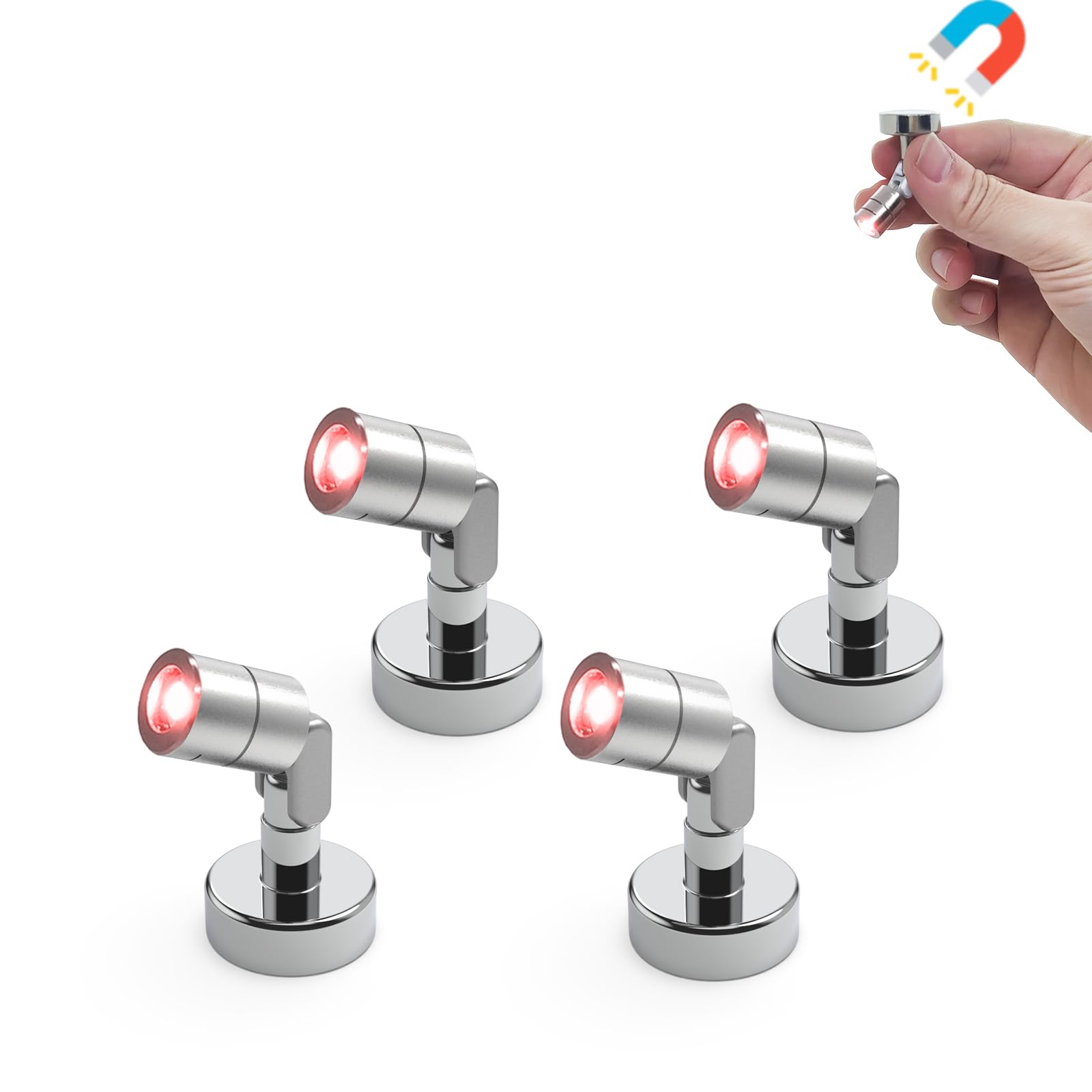 Suzeyar Metal Miniature LED Lights,Tiny Spot Light with Magnet Base,Battery Operated LED Lights,Wireless Miniature Spot Light fo