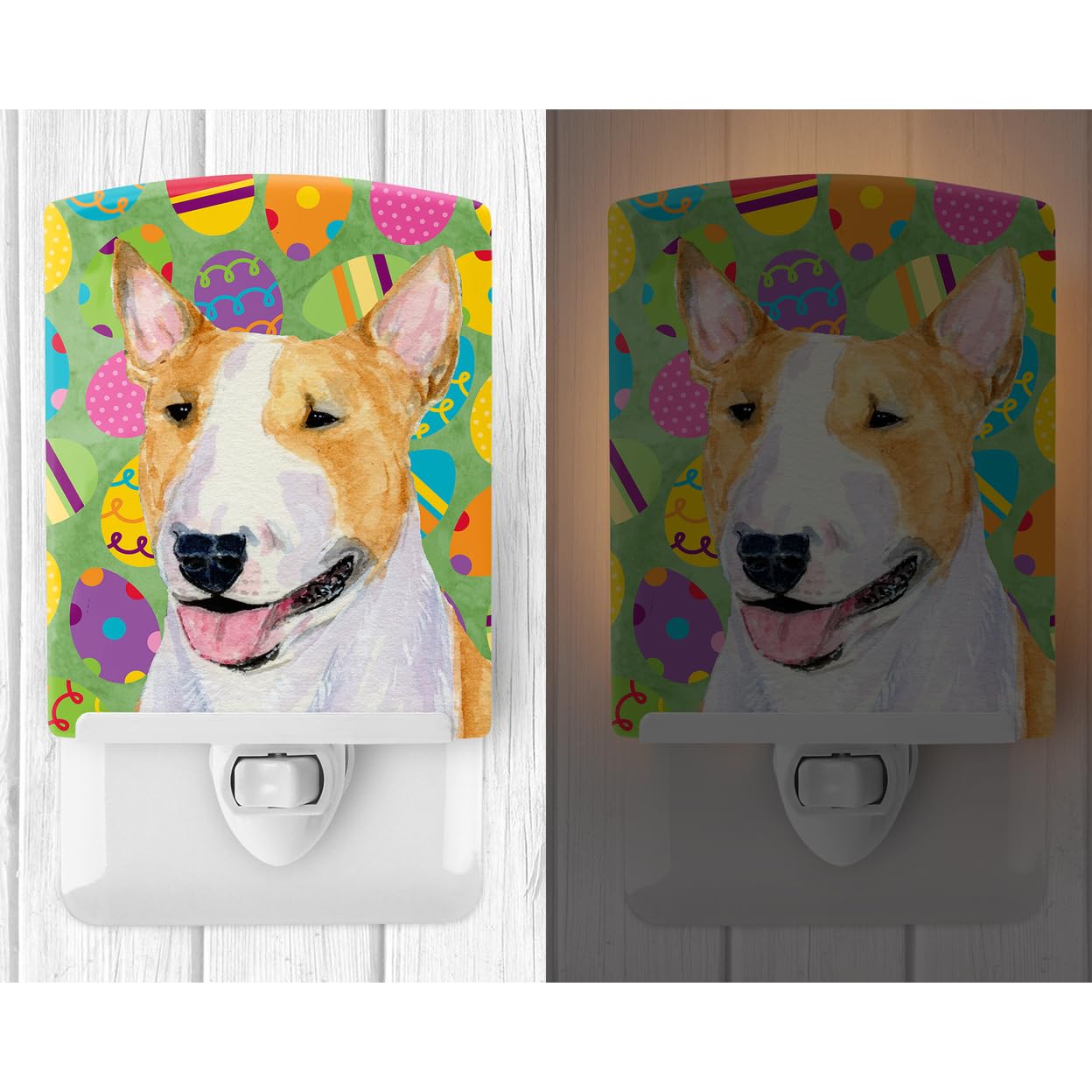 Carolines Treasures Ceramic Night Light, Bull Terrier Design, UL-Certified, 6x4x3in, Multicolor, Model SS4841CNL