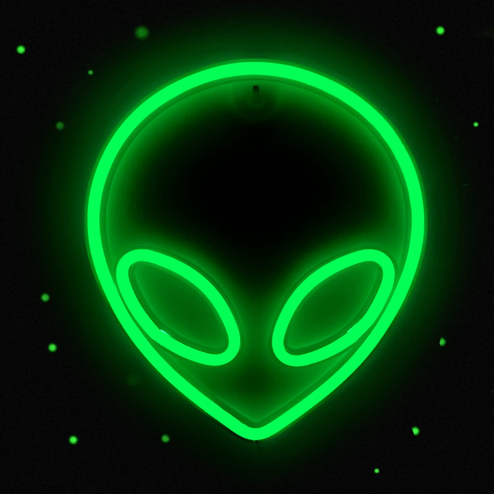 Nicethumb Green Led Alien Neon Sign - Usb/Battery Operated Wall Decor For Game Room & Bedroom