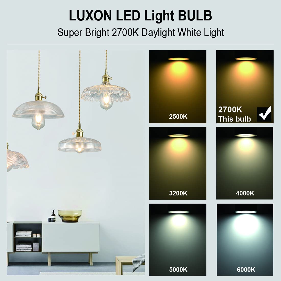 Luxon Dimmable Led Edison Bulbs, 4W (40W Equivalent), 2700K Warm White, St64 Amber Glass, E26 Base, Pack Of 4