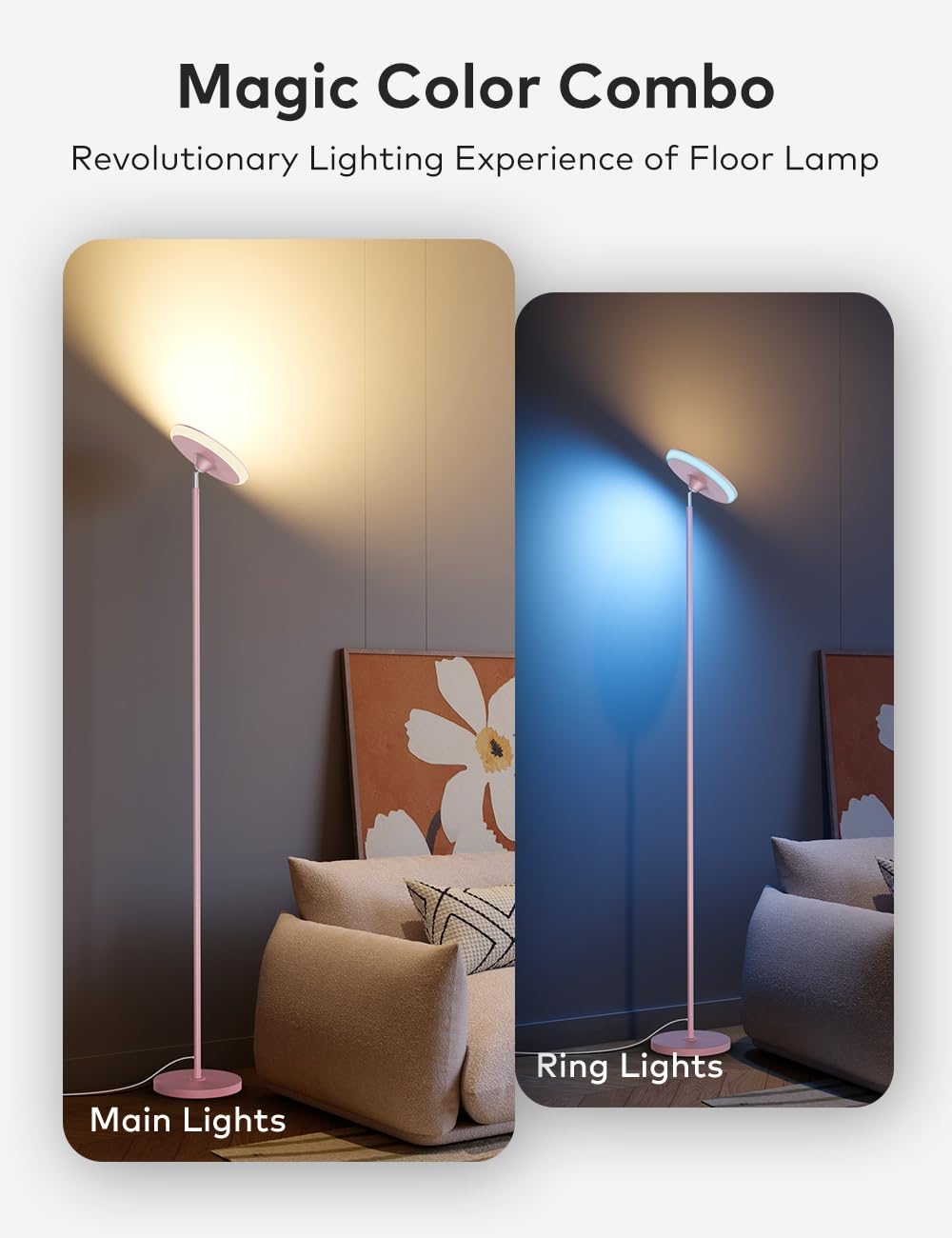 Bright Floor Lamp,42W 3700Lm Led Torchiere Floor Lamps For Living Room, 71In. Modern Tall Standing Light With Remote,Color & Bri