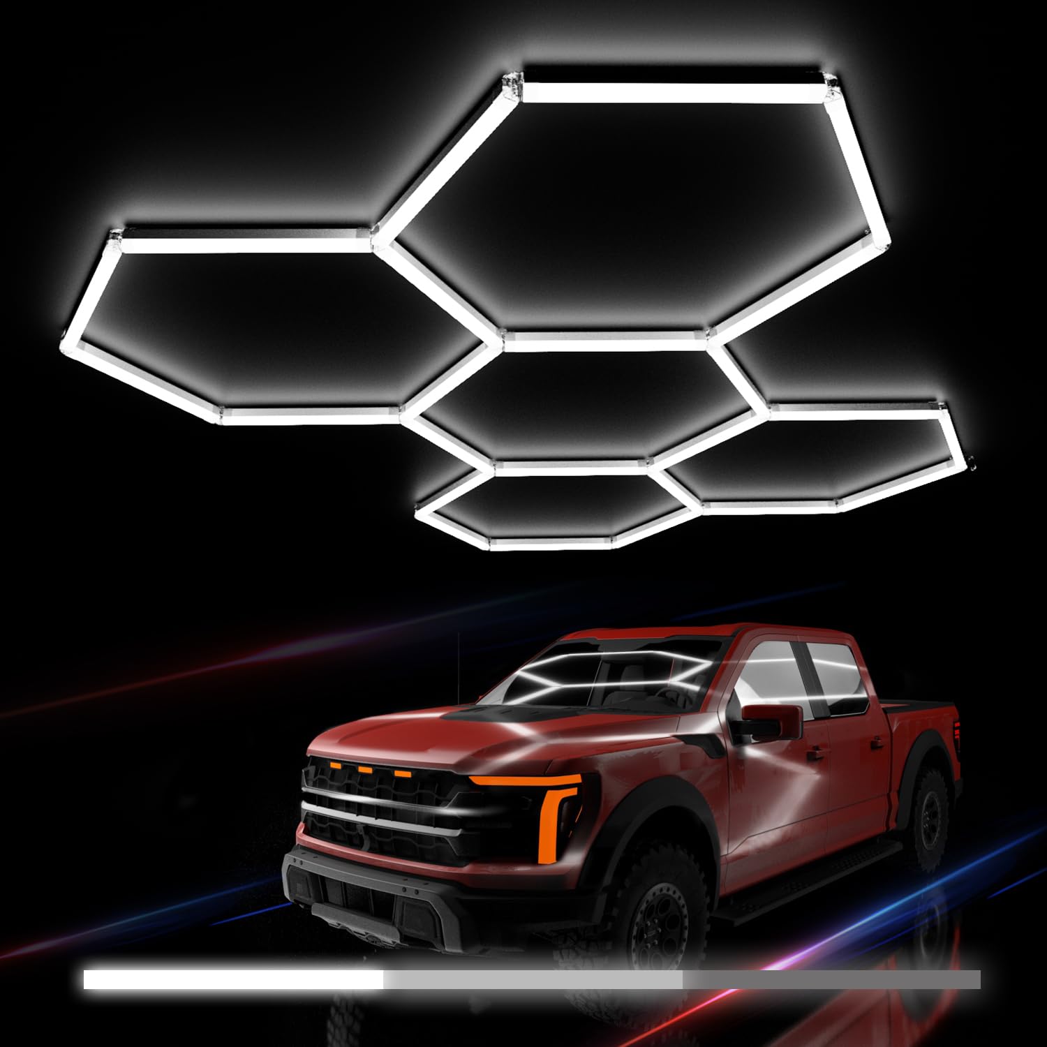 Litezone Hexagon Garage Lights : 3 Level Dimmable 168W Tube 5 Grids Hexagon LED Lights - Easy Install 6500K Super Bright Hex Lights for Garage  Home Gym  Shop  Workshop  Basement  Studio
