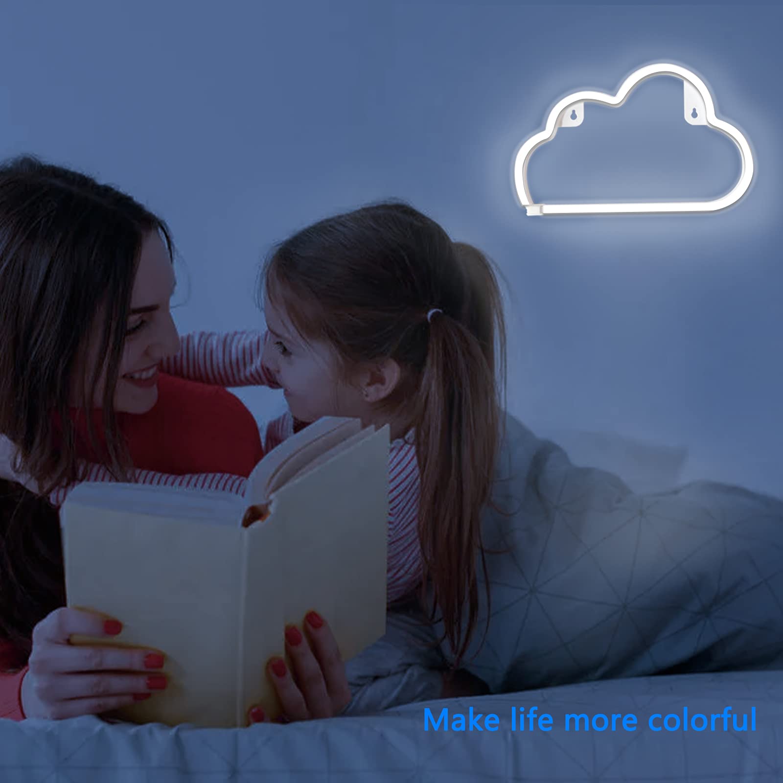 Bernicekelly Led Cloud Neon Sign - White Silicone Wall Light For Bedroom Decor, Usb/Battery Powered, Model Yyi-50