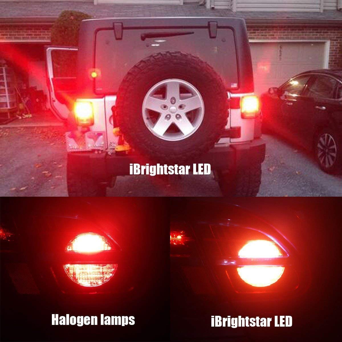 Ibrightstar Newest 9-30V Flashing Strobe Blinking Brake Lights 1157 2057 2357 7528 Bay15D Led Bulbs With Projector Replacement For Tail Brake Stop Lights, Brilliant Red
