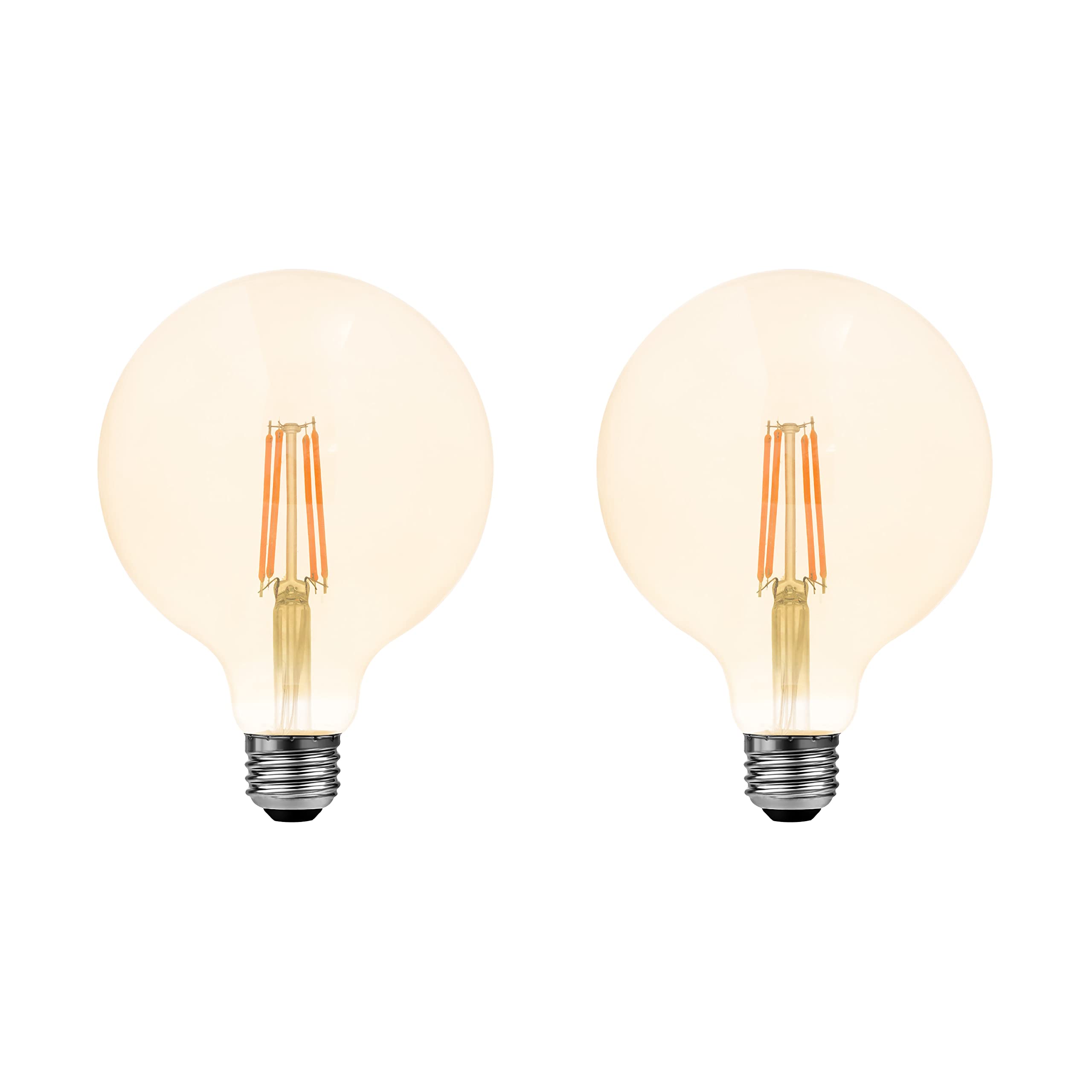 LEDVANCE Sylvania LED Vintage Filament G40 Globe Bulb, 60W = 6.5W, 650 Lumens, Dimmable, Amber Glow, 2 Pack,