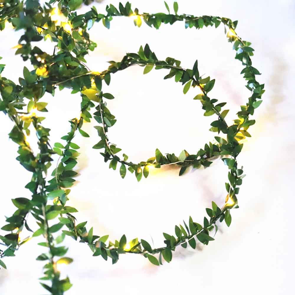 Kitstar 20LEDs Tiny Leaf Garland Warm White Vine String Light Timer Function Wedding Party Christmas Holiday Patio Decoration 6.6ft, Battery Operated, Indoor, UL588 Approved