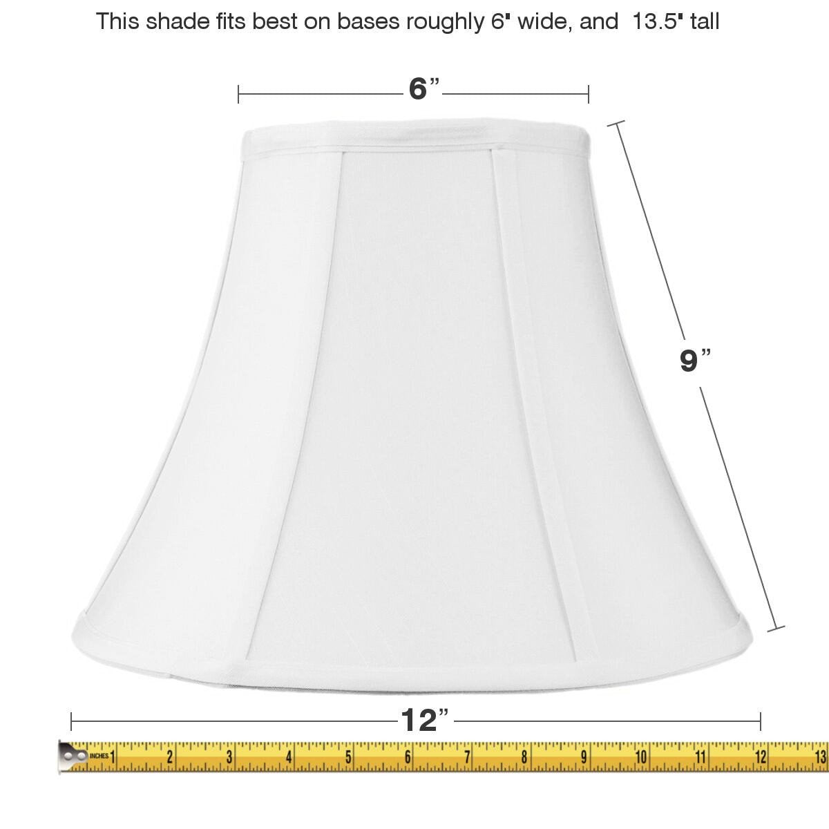 HomeConcept White Shantung Bell Lampshade, 6in Top, 12in Bottom, 9in Slant Height, Medium, Ideal for Table and Desk Lamps
