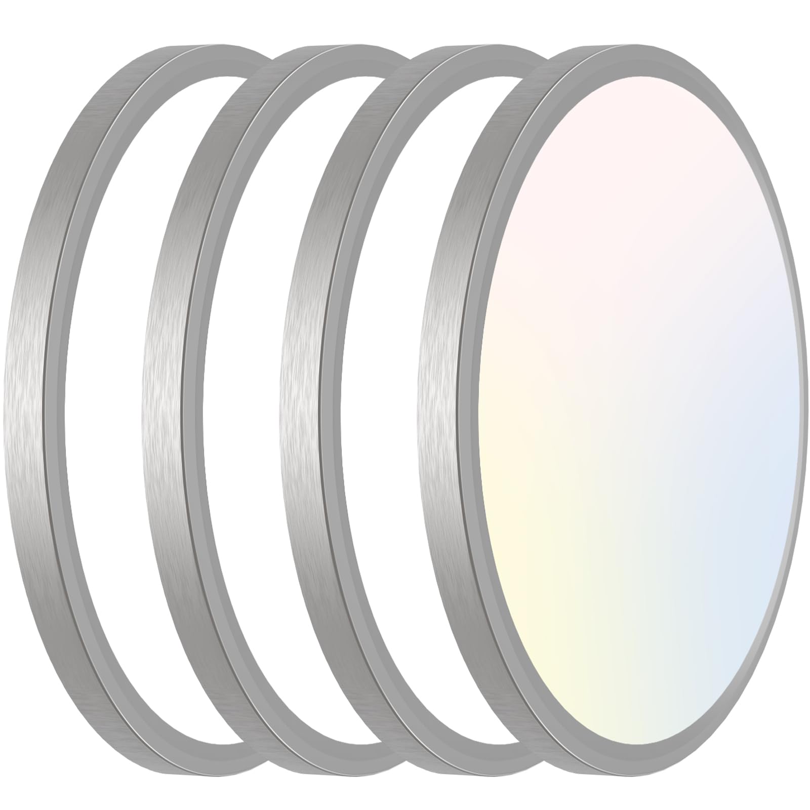 libtit 12in Flush Mount LED Ceiling Light, 28W 3200lm, Adjustable 3000K/4000K/6500K, Brushed Nickel, 4 Pack,