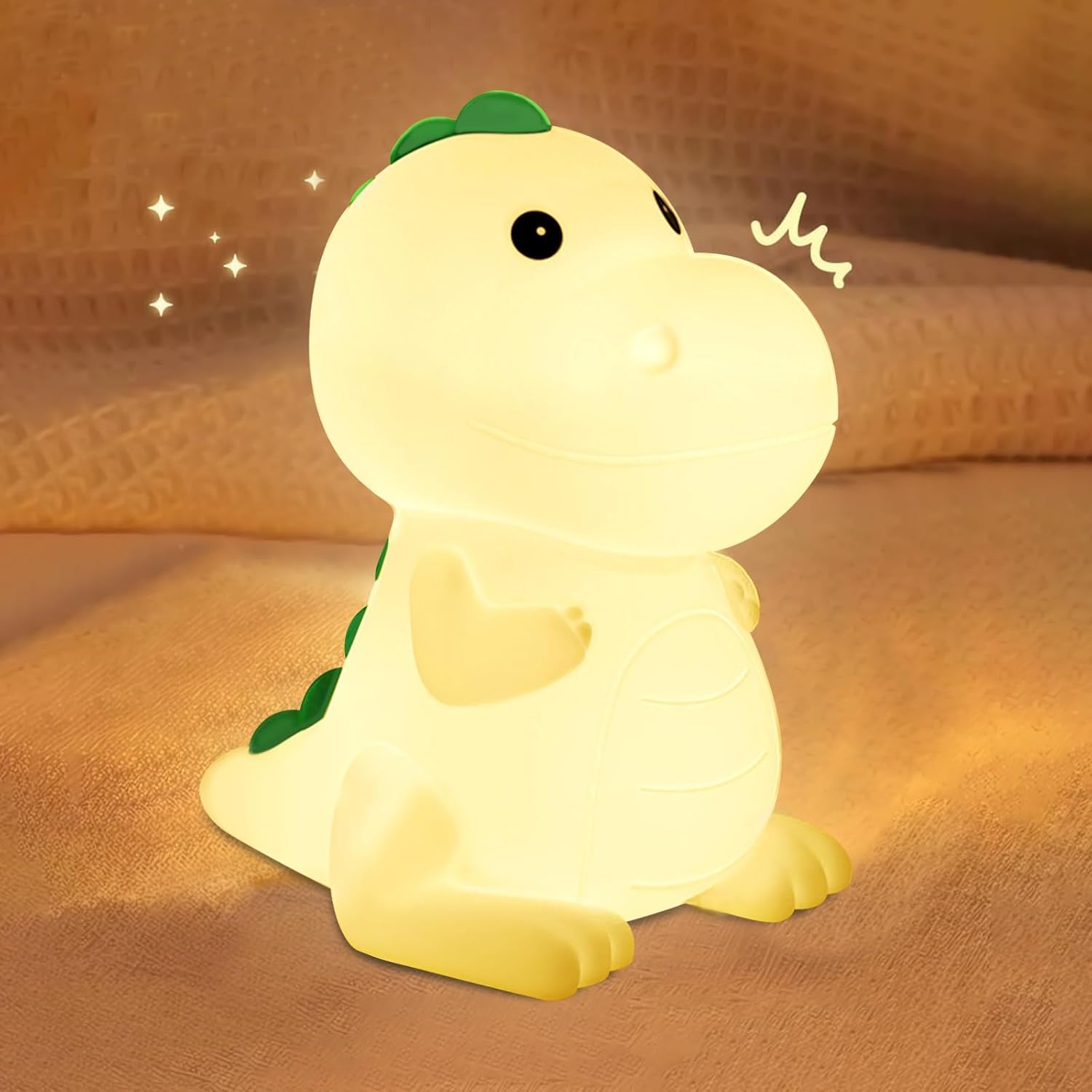 YunLone Kids Night Light Dinosaur Bedside Nursery Touch Lamp Dimmable with 7 Color Changing, Soft Squishy Silicone Cute Dino Nig