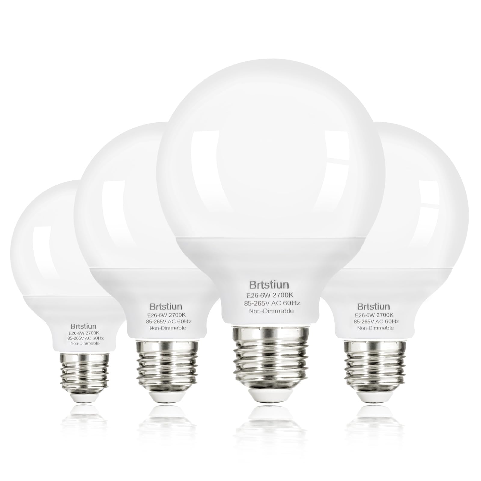 Brtstiun G25 Led Light Bulbs, Round Vanity Light Bulbs For Bathroom, 40W Equivalent, Soft White 2700K, E26 Base, 600Lm, Non-Dimm