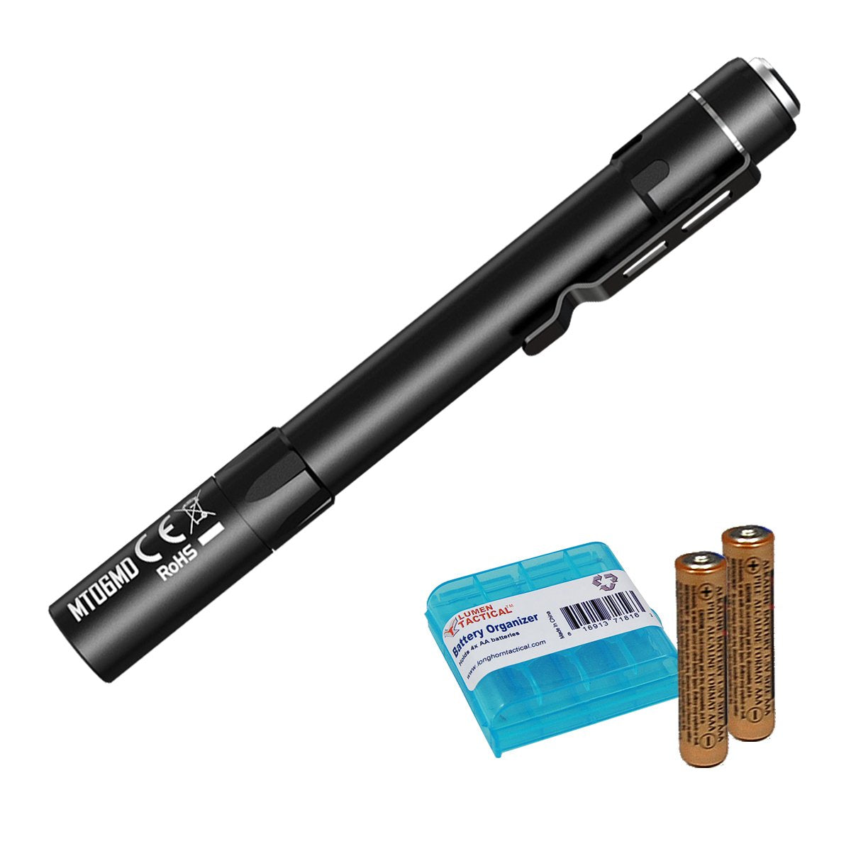 Nitecore MT06MD Penlight Flashlight, 180 Lumen, Pocket Size, Aluminum, Black, with 2X AAA Batteries