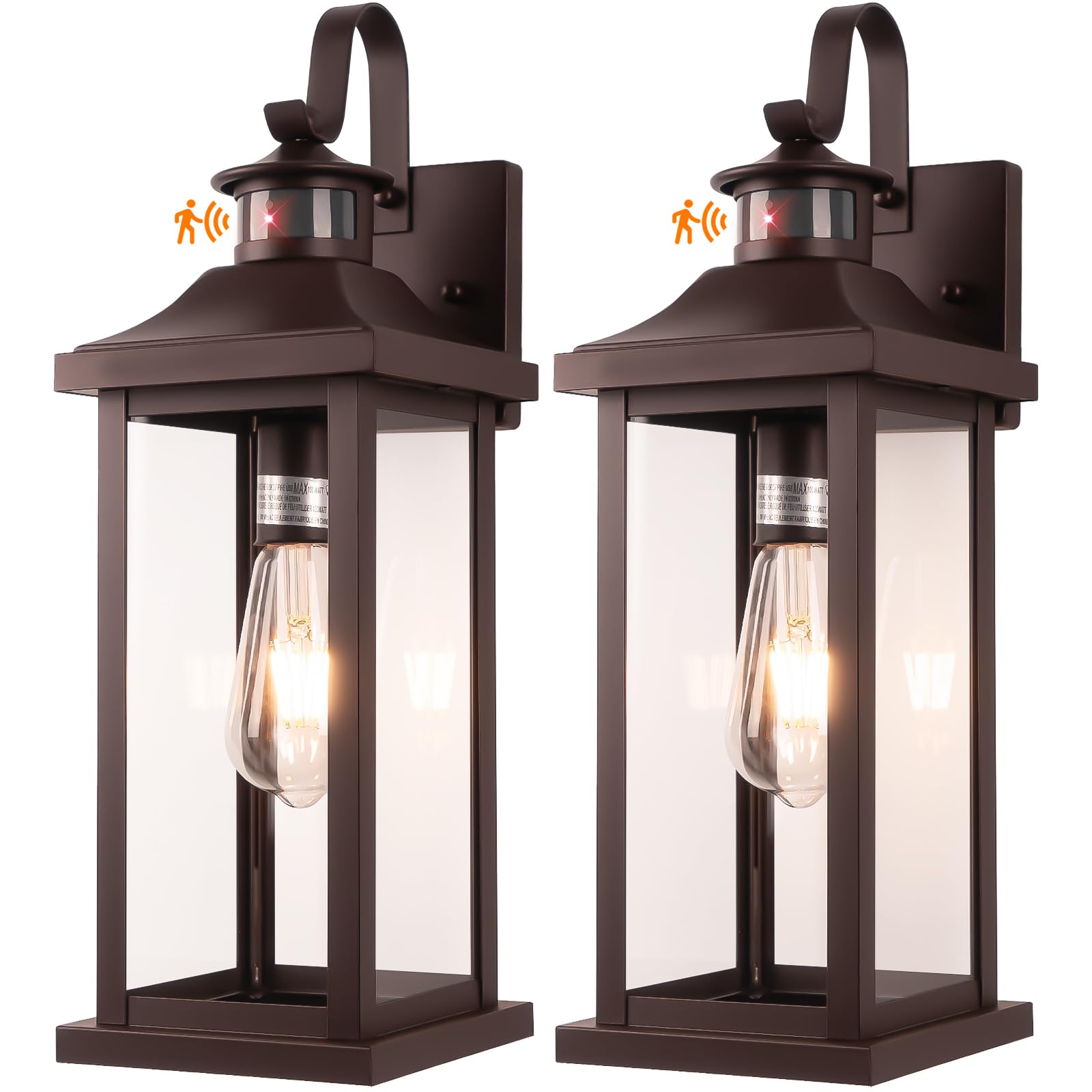 Roravilila Dusk to Dawn Motion Sensor Outdoor Lights Oil Rubbed Bronze 2-Pack, 18 Inch Large Outdoor Light Fixtures Brown Exteri