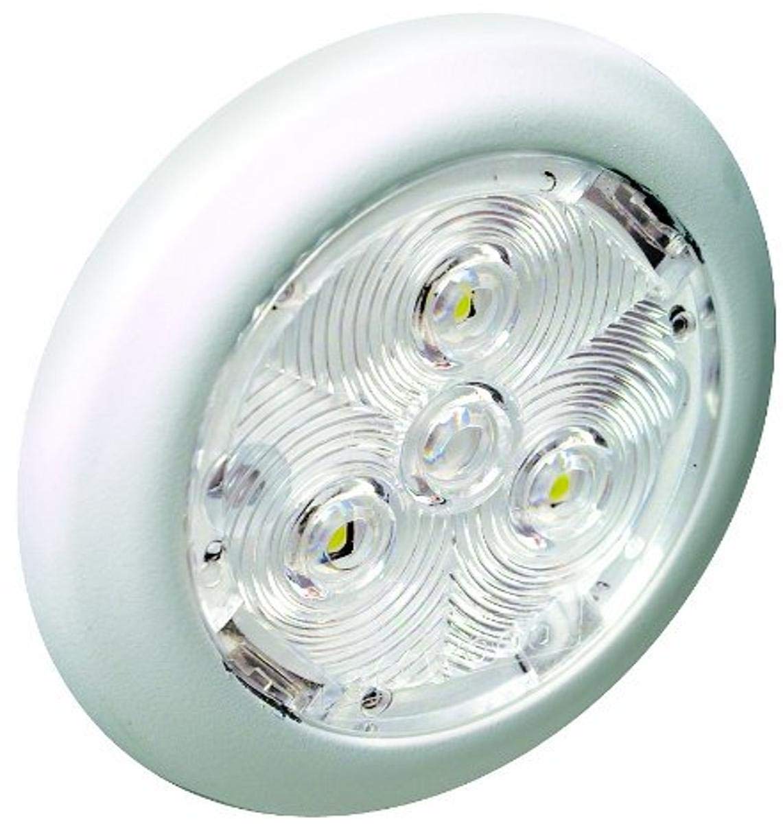Attwood Led Round Interior And Exterior Light White Plastic Bezel, 2.75-Inch, White