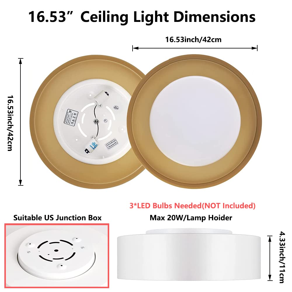 Mivenda Modern Flush Mount Ceiling Light Minimalist Close To Ceiling Lighting Fixture White And Gold Flush Mount Light Fixture Forbedroom Entry  Hallway Balcony  Bathroom (16.5)