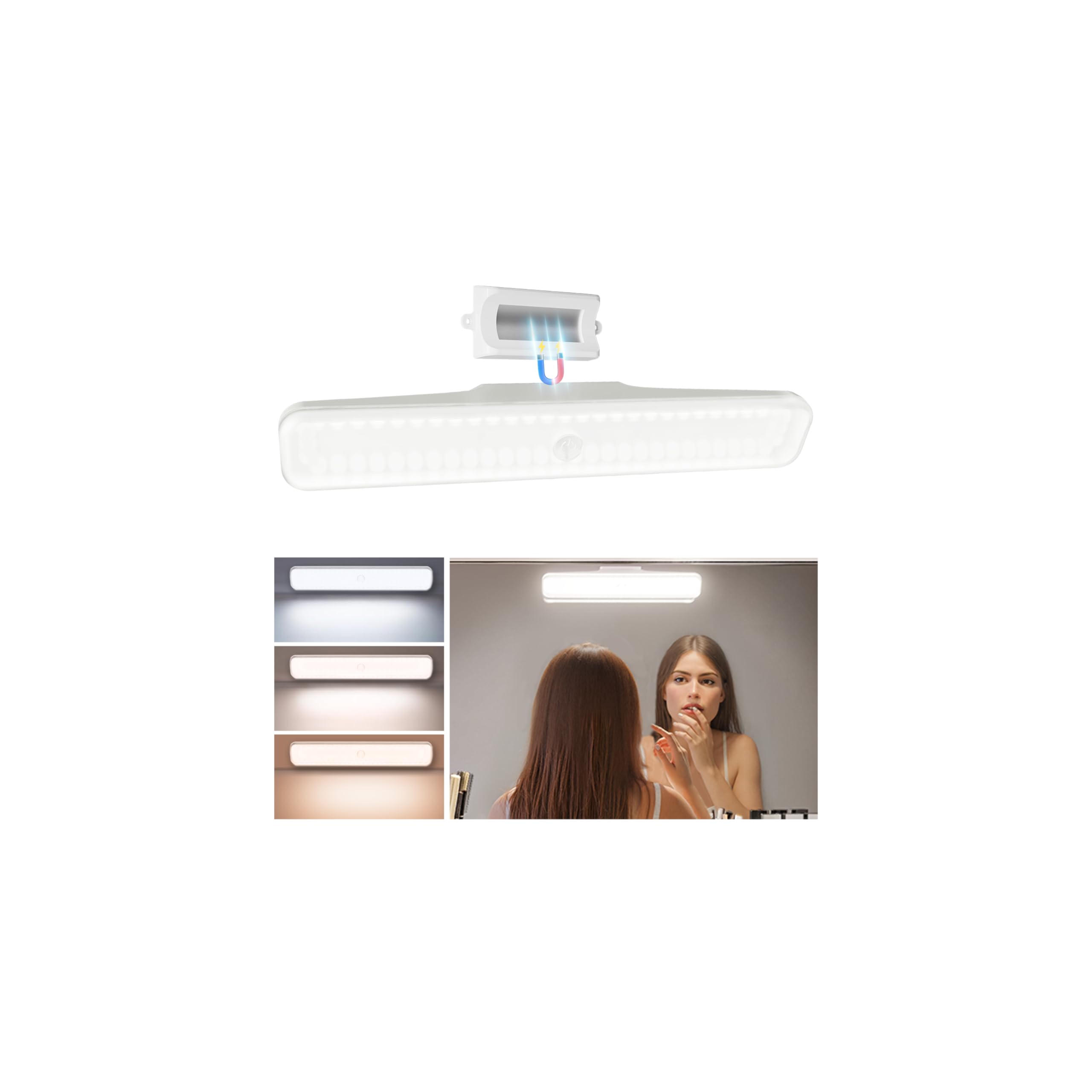 EZVALO Wireless Makeup Light 1 Pack, Vanity Lights for Mirror, Bathroom Vanity Light, Rechargeable, 3 Color Temperatures, Steple