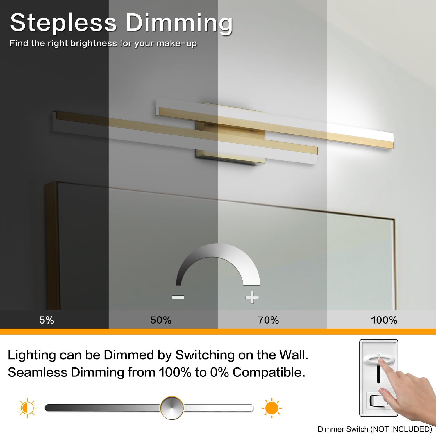 Presde Bathroom Light Fixtures 5 Color Changeable 32Inch Vanity Light For Bathroom Over Mirror Brushed Glod Modern Led Vanity Wa