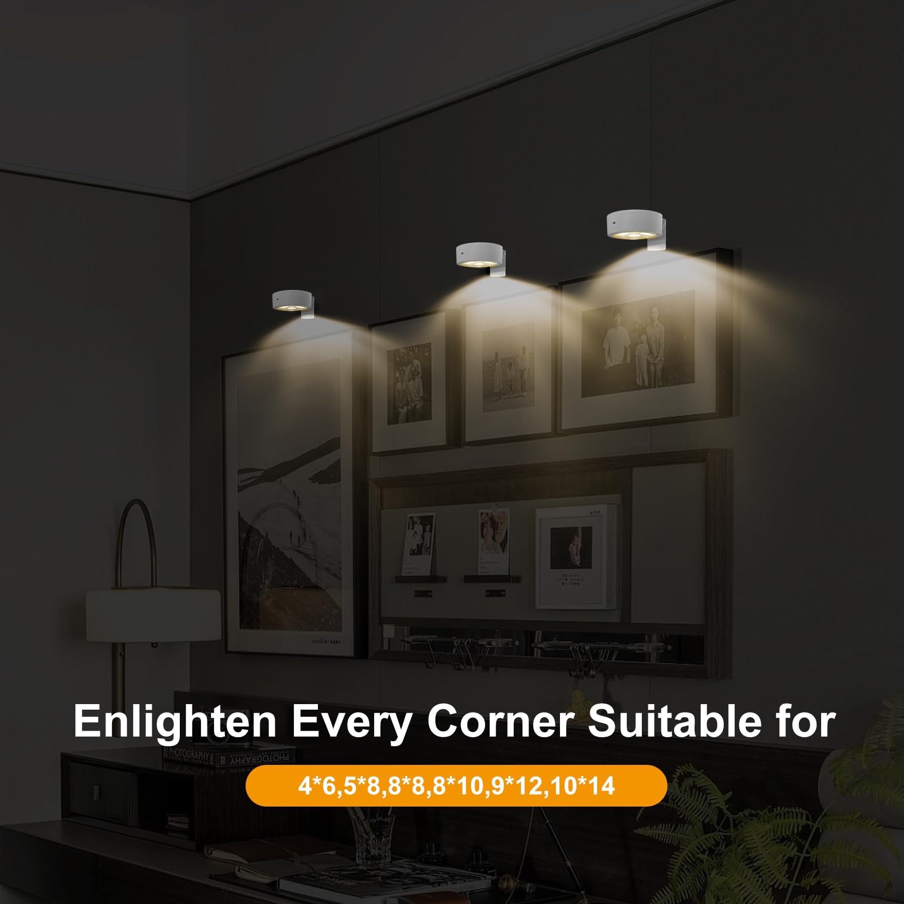 3-Pack Battery Operated Picture Lights Magnetic Painting Light With 3 Lighting Modes,Remote And Timer Art Display Light For Pict