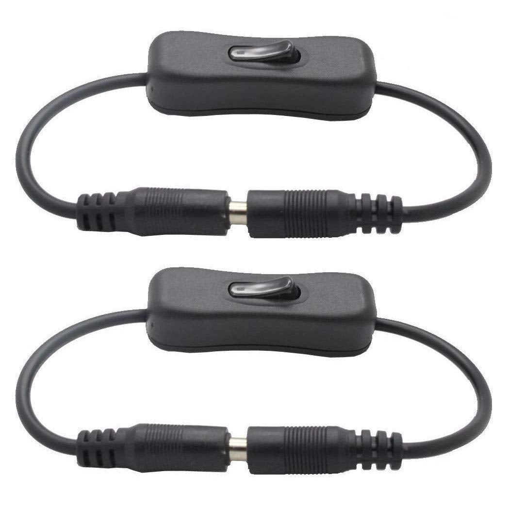 Tronicspros 2Pcs Led Strip Light Inline On/Off Switch Cable Dc Jack (5.5X2.1Mm) Male To Female Connector, Dc Jack Switch, Led Tape Connector, 12V Inline Rocker Switch Dc Power Adapter Connector