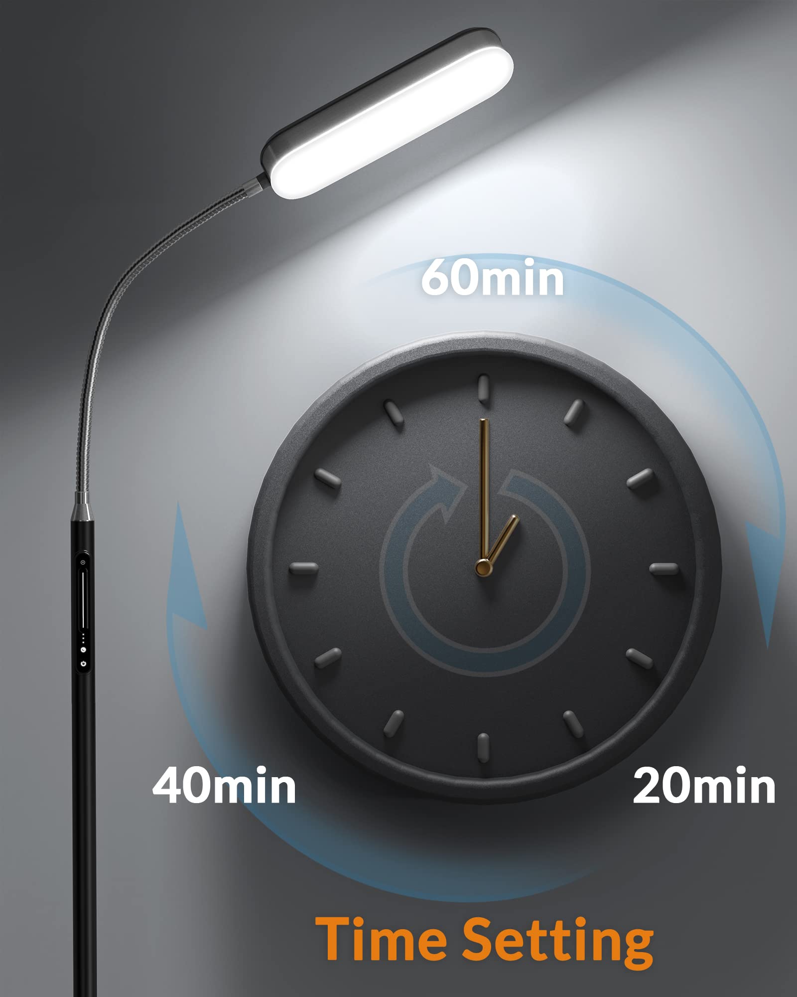 LEPOWER LED Floor Lamp - Eye-Caring, 5 Color Temperatures, Stepless Dimmer, Black, Model FM-27 for Living Room, Office, Bedroom