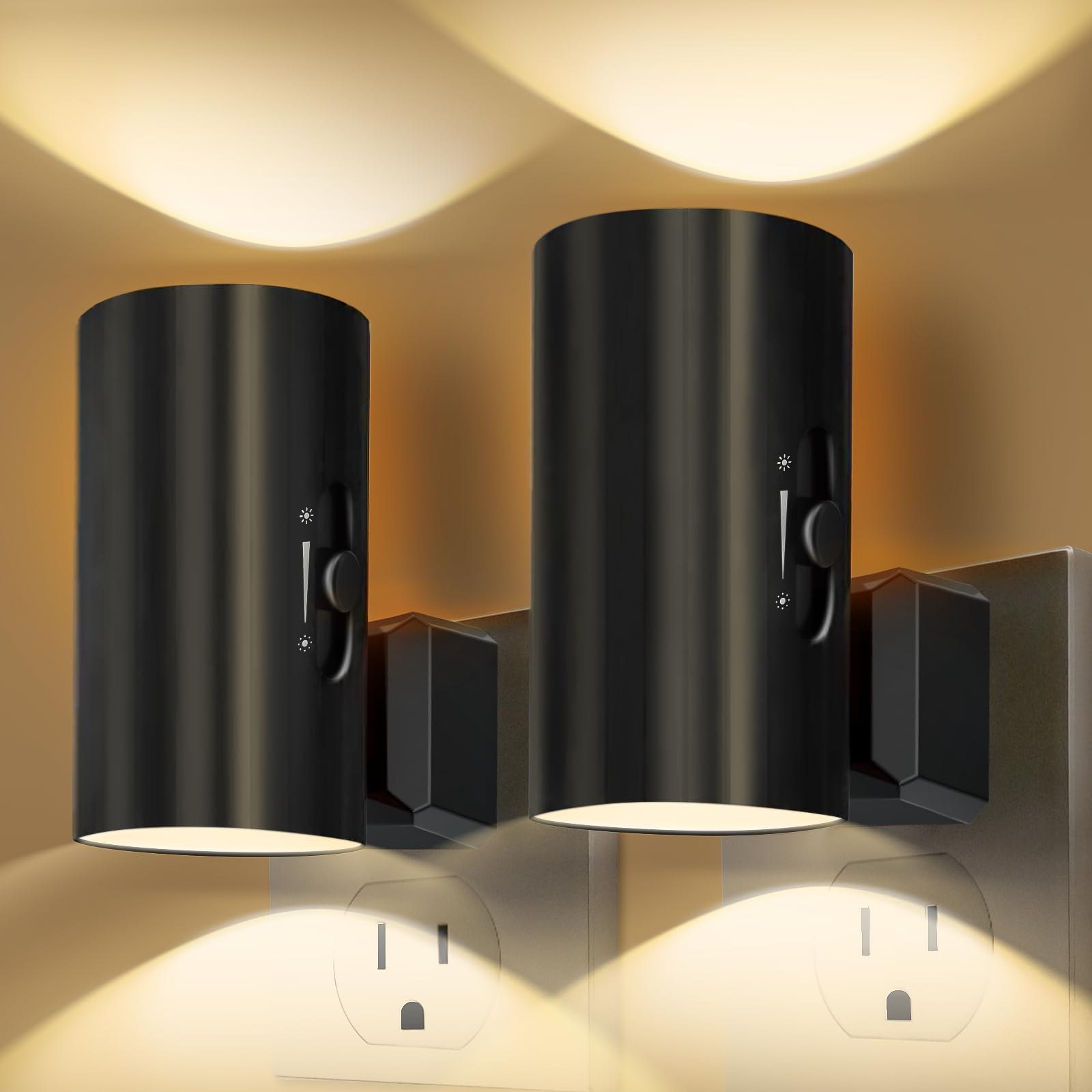 Night Lights Plug into Wall, LED Plug in Night Light, Dusk to Dawn Light Sensor, 0-100LM Adjustable Brightness Wall Light, Soft 