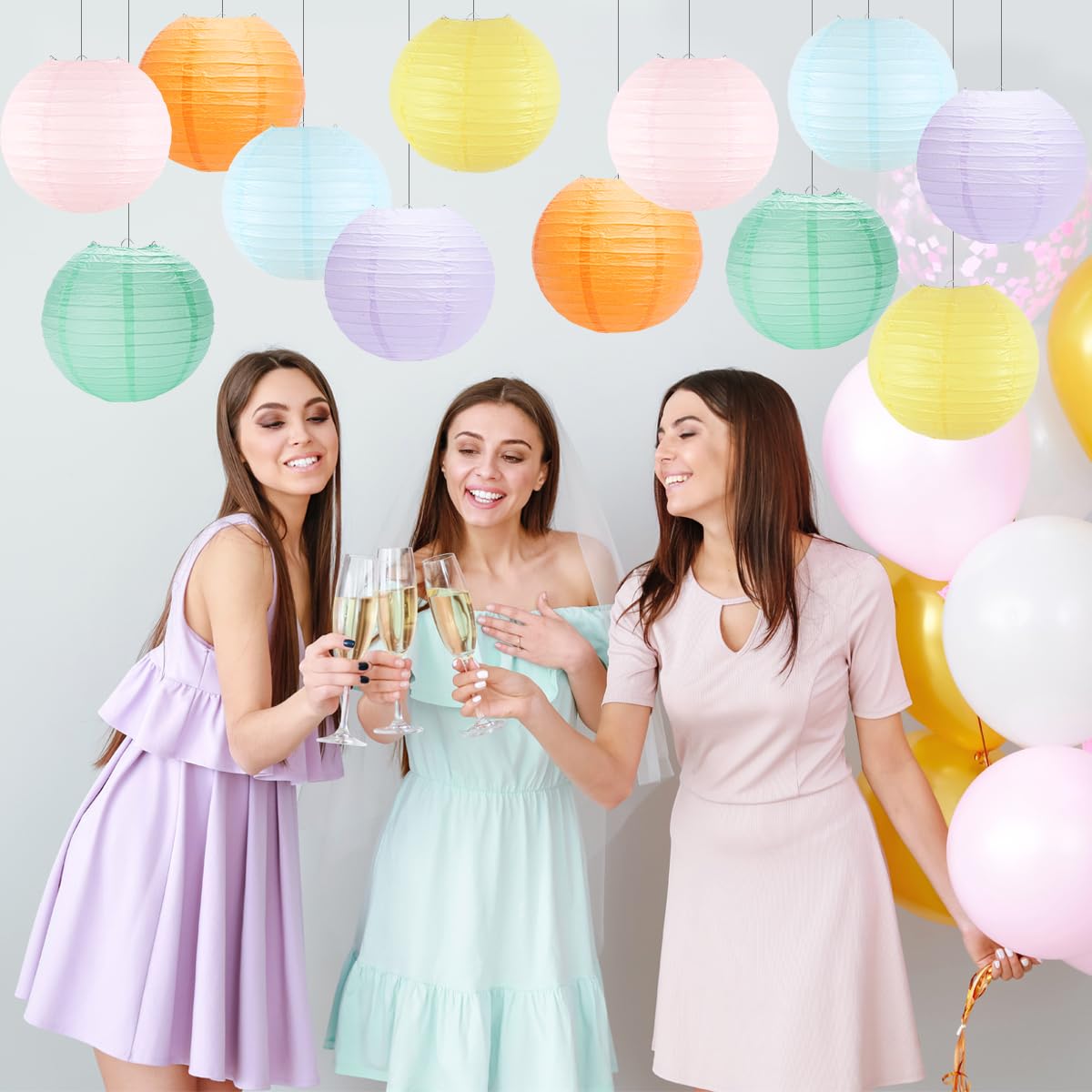 Yunxuan Paper Lanterns Pastel Round Hanging Chinese Lanterns For Birthday Baby Shower Rainbow Easter Party Decorations Pack Of 1